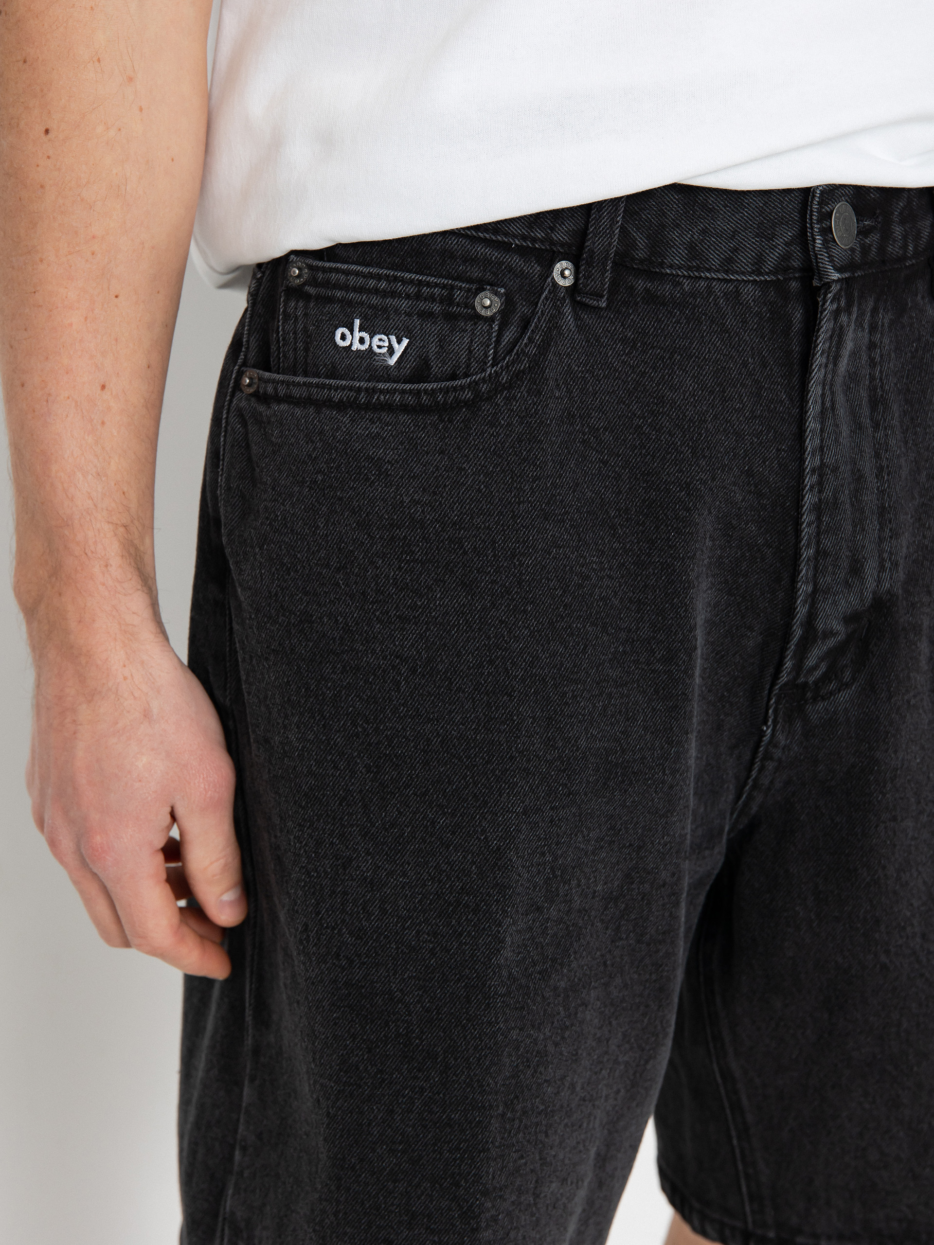 Szorty OBEY Bigwig Baggy Denim (faded black)