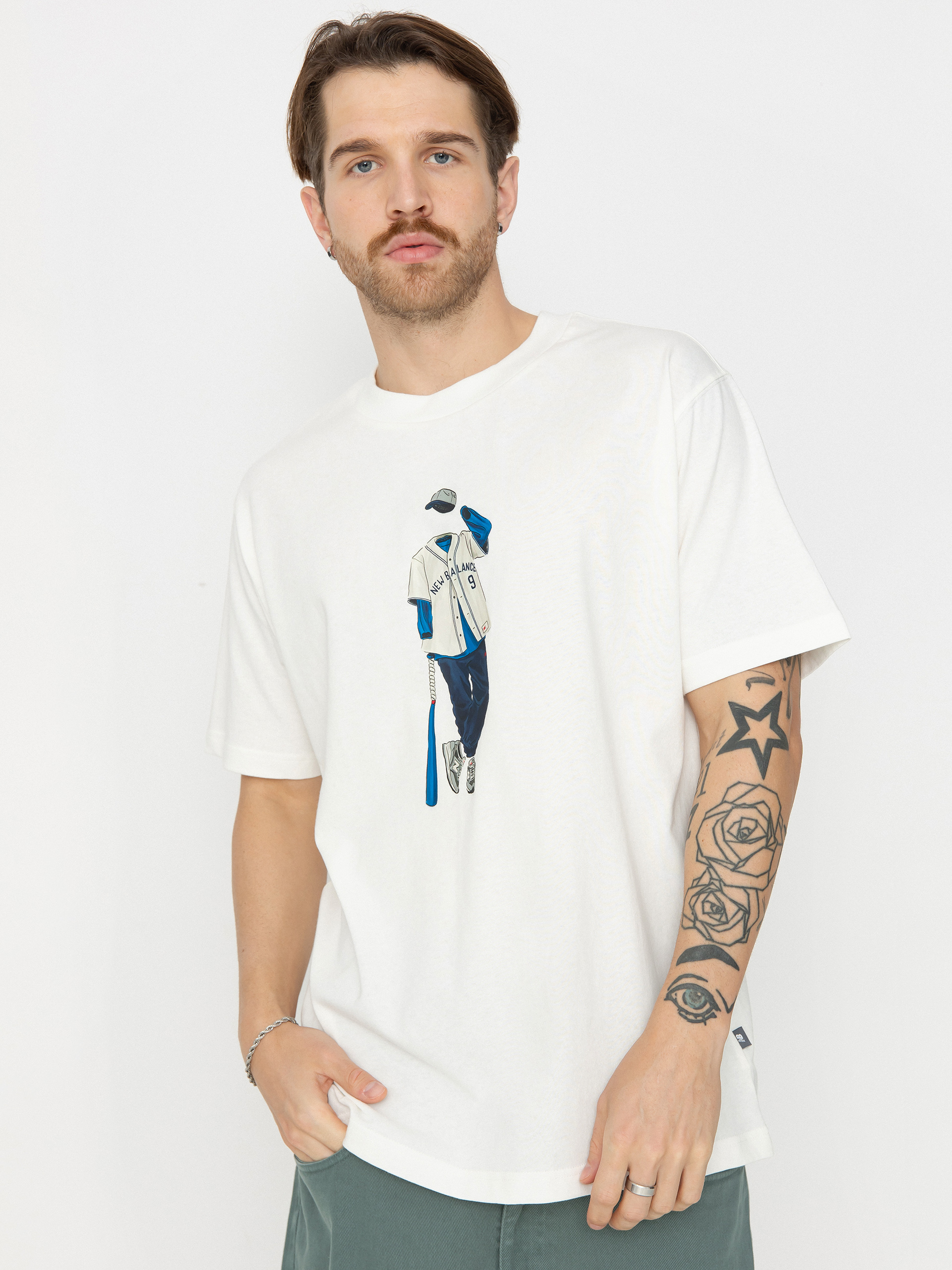 T-shirt New Balance Athletics Baseball - biały (sea salt)