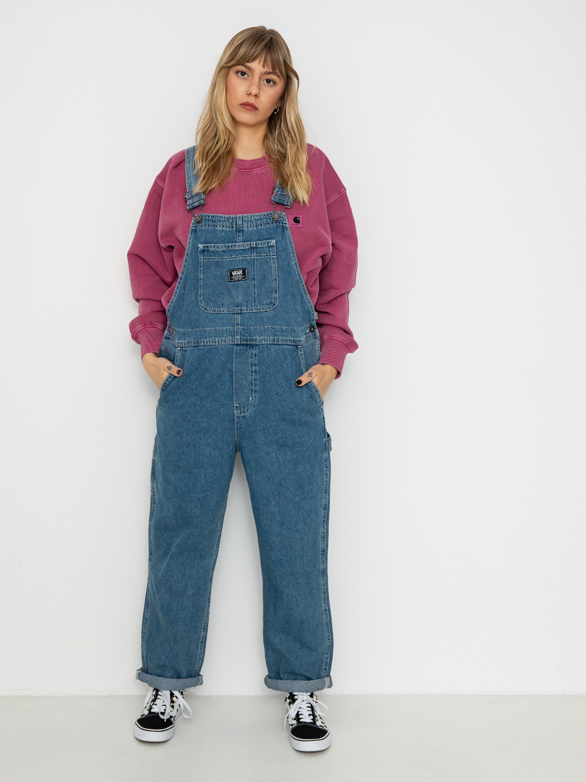 Spodnie Vans Groundwork Denim Overall Wmn (stone wash)