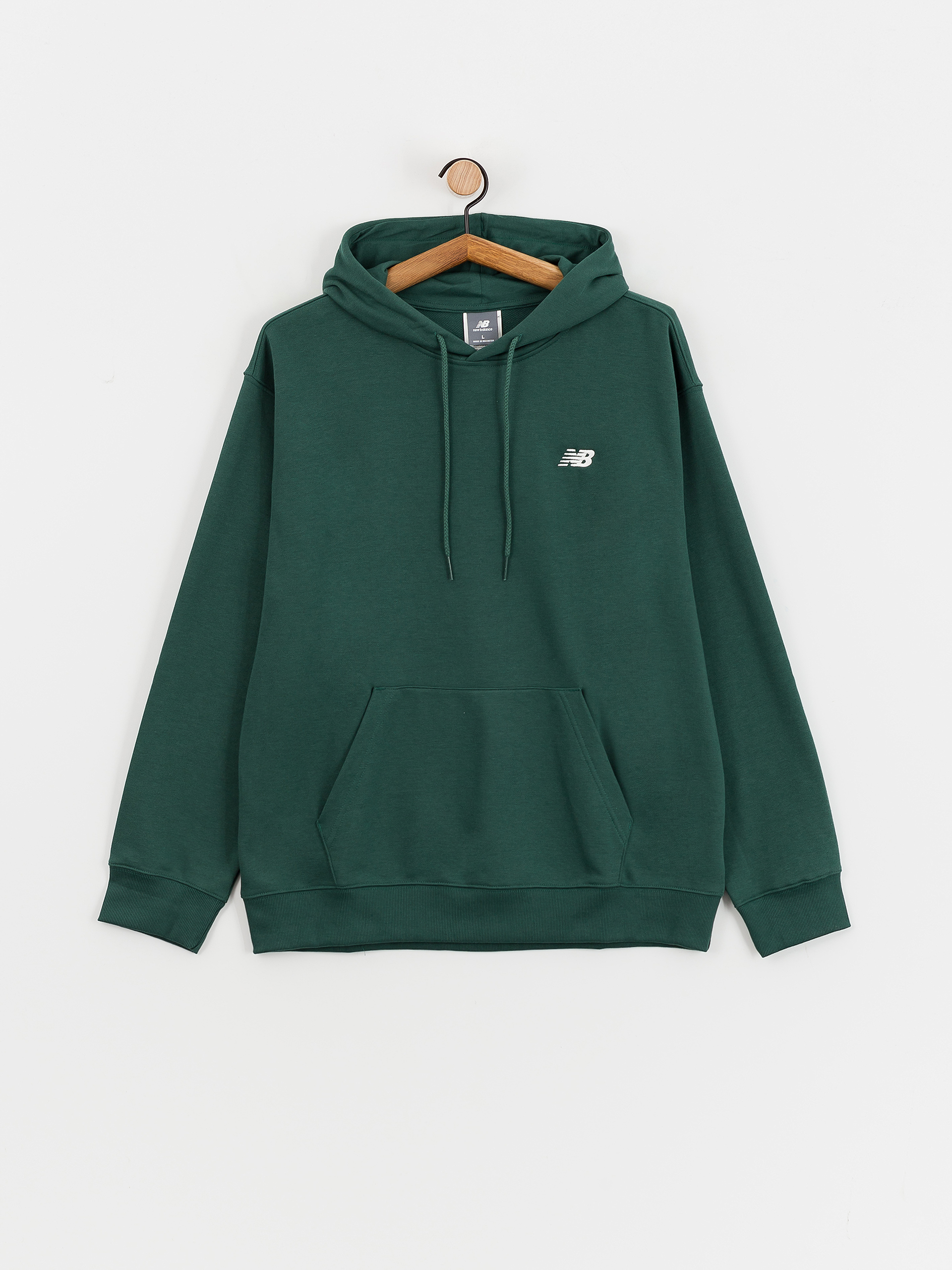 Bluza z kapturem New Balance Small Logo French Terry HD (night green)