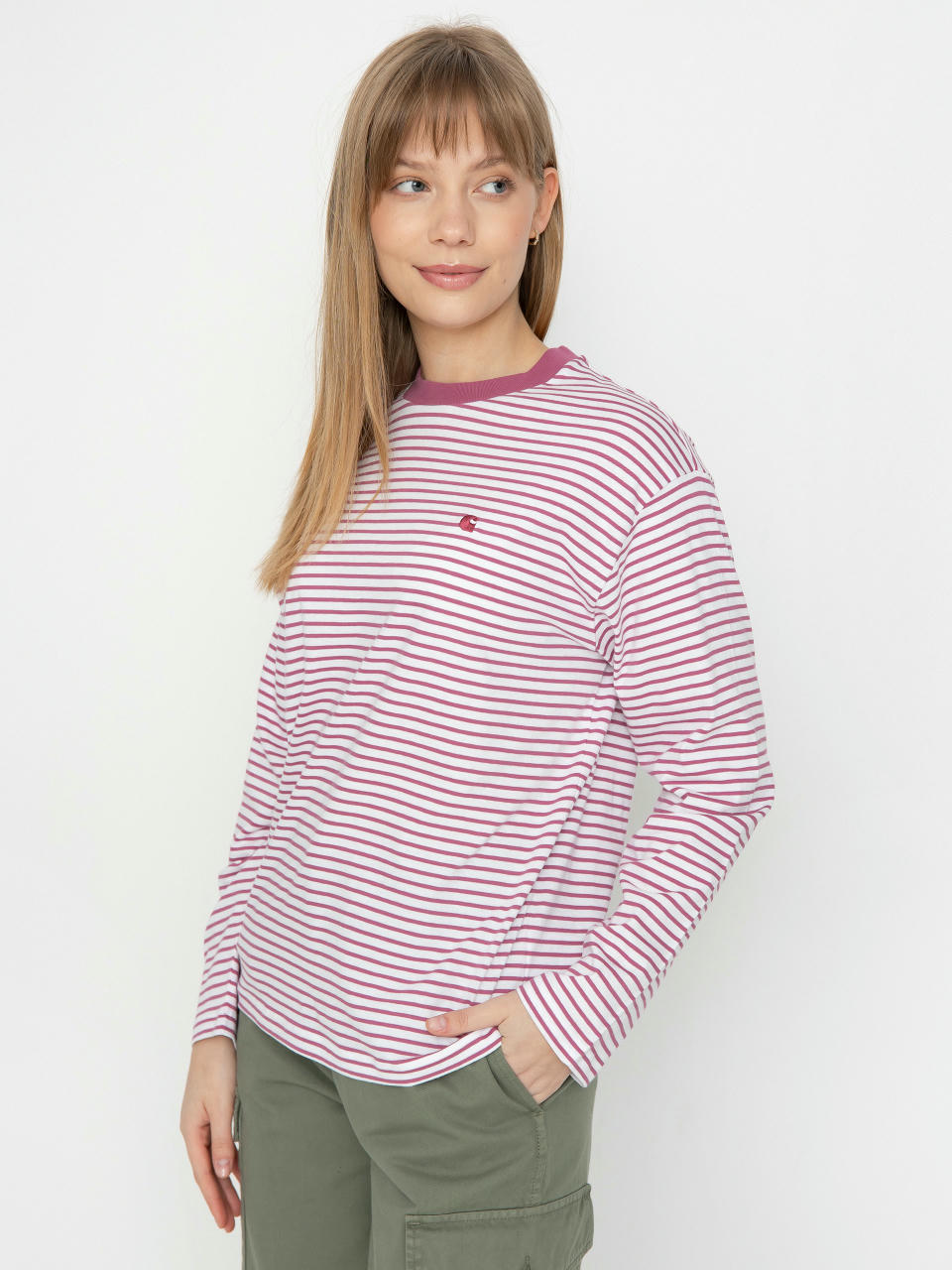 Longsleeve Carhartt WIP Coleen Wmn (coleen stripe/white/magenta)