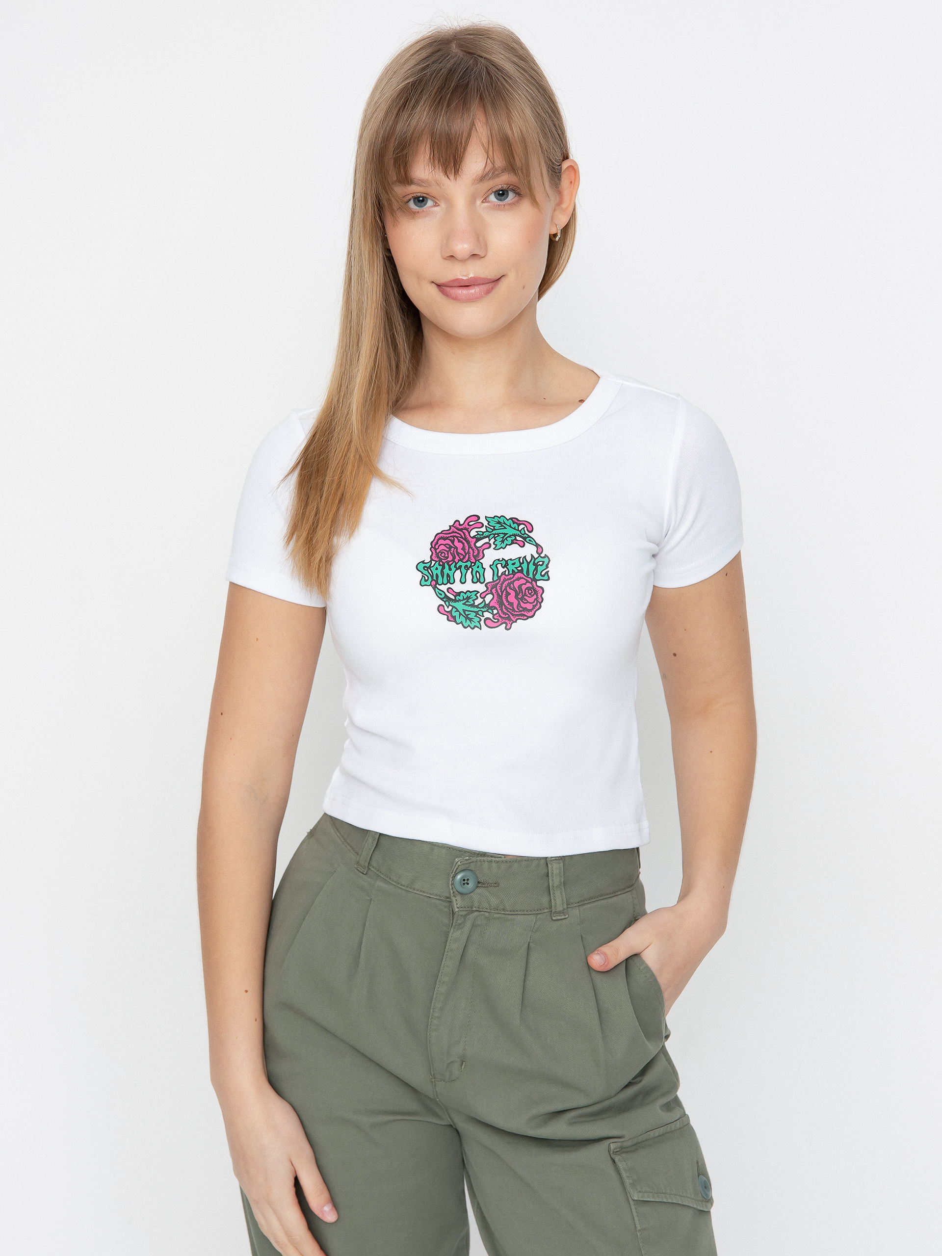 T-shirt Santa Cruz Dressen Rose Crew Two Front Wmn (white)