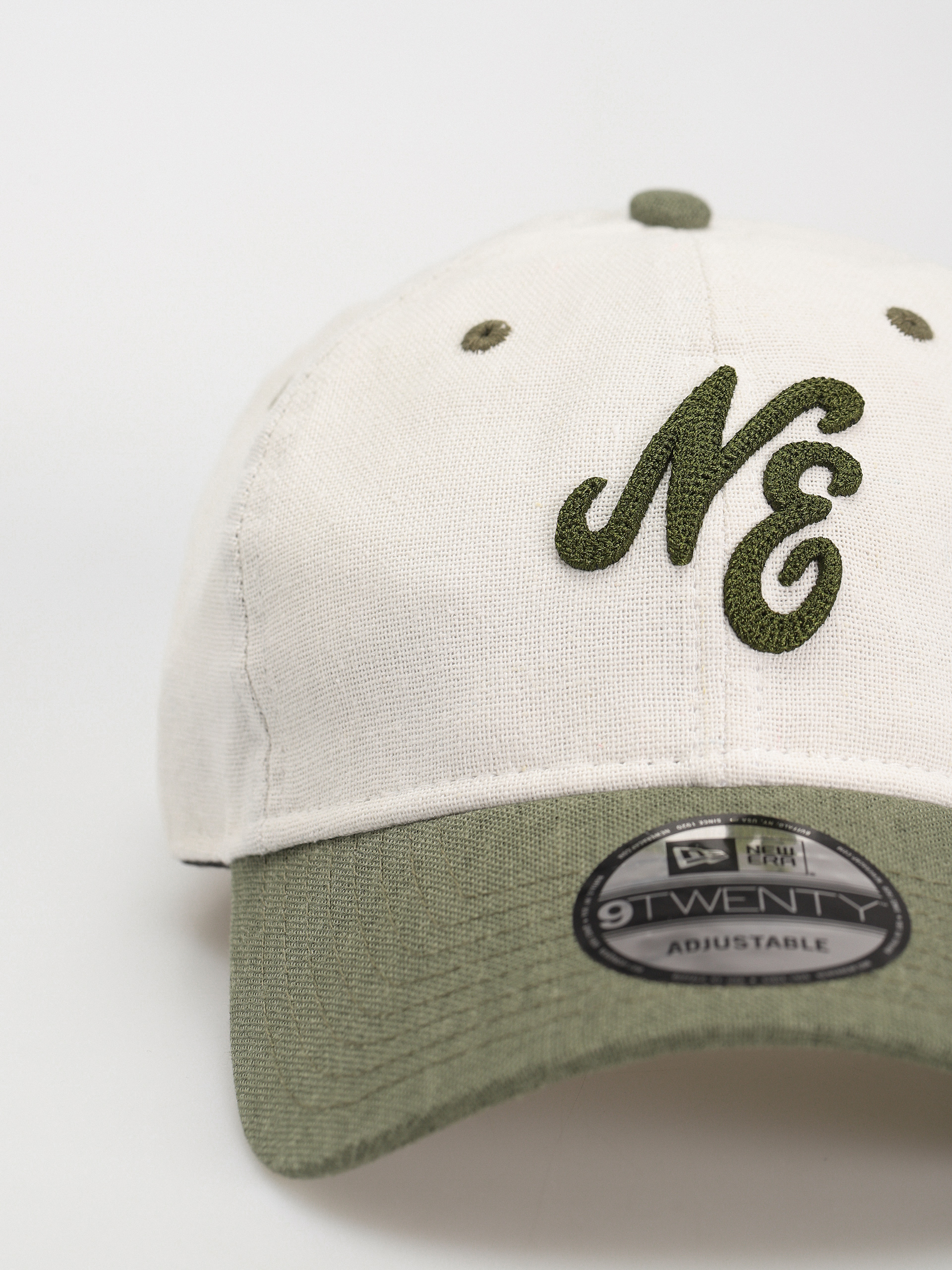 Czapka z daszkiem New Era Linen Script 9Twenty (white/green)