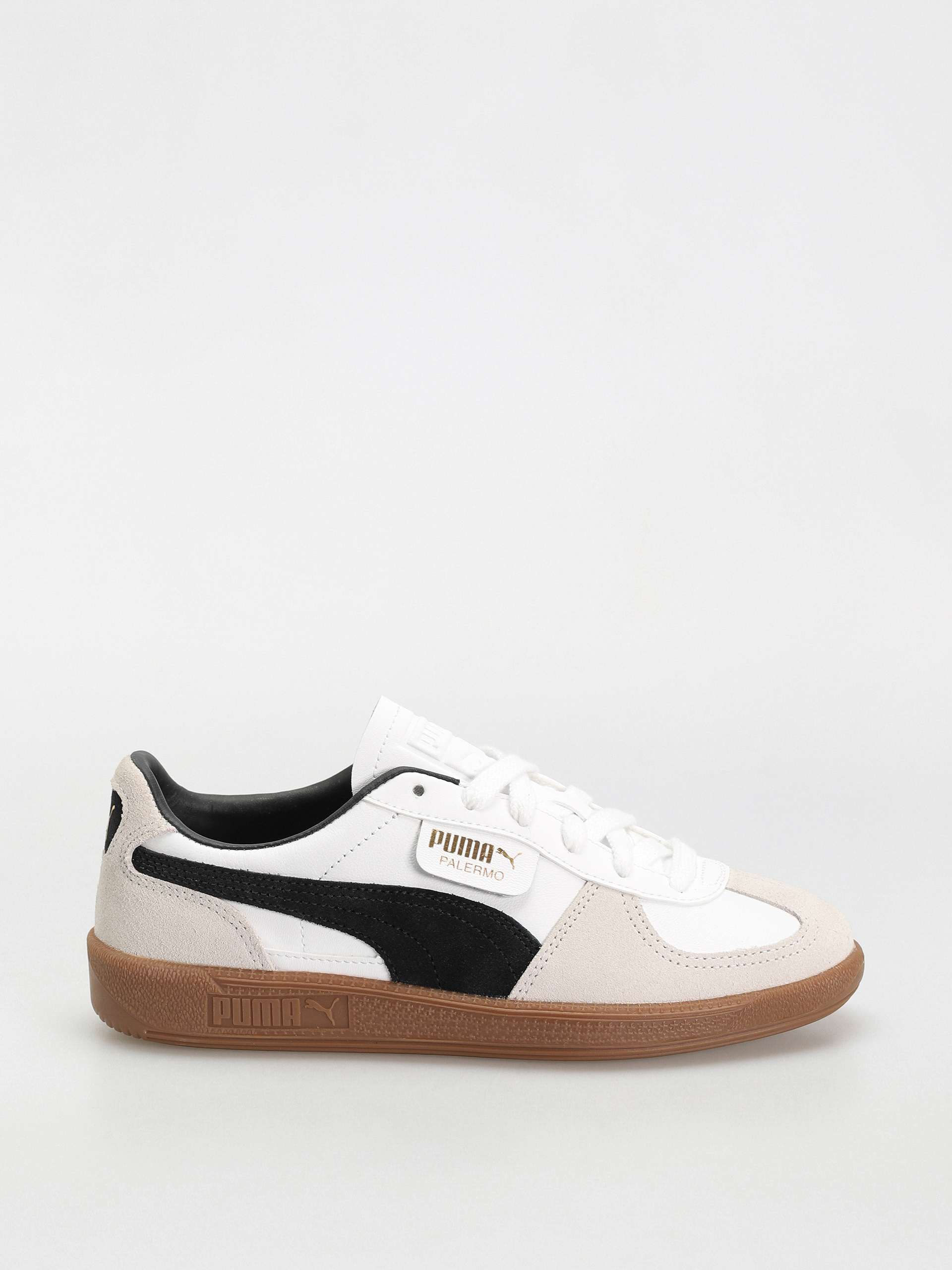 PUMA ★ Palermo Leather Puma White Vapor Gray Buty Puma Palermo Leather - biały (puma white vapor gray gum)