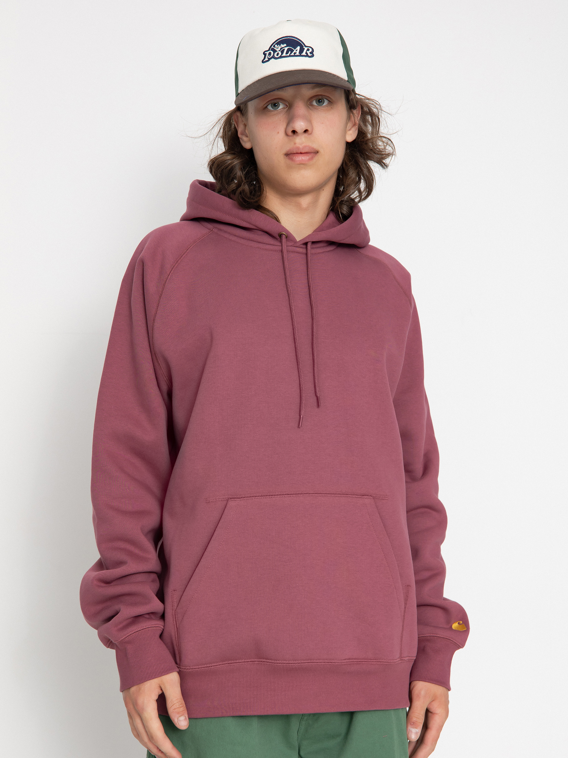 Bluza z kapturem Carhartt WIP Chase HD (dusty fuchsia/gold)