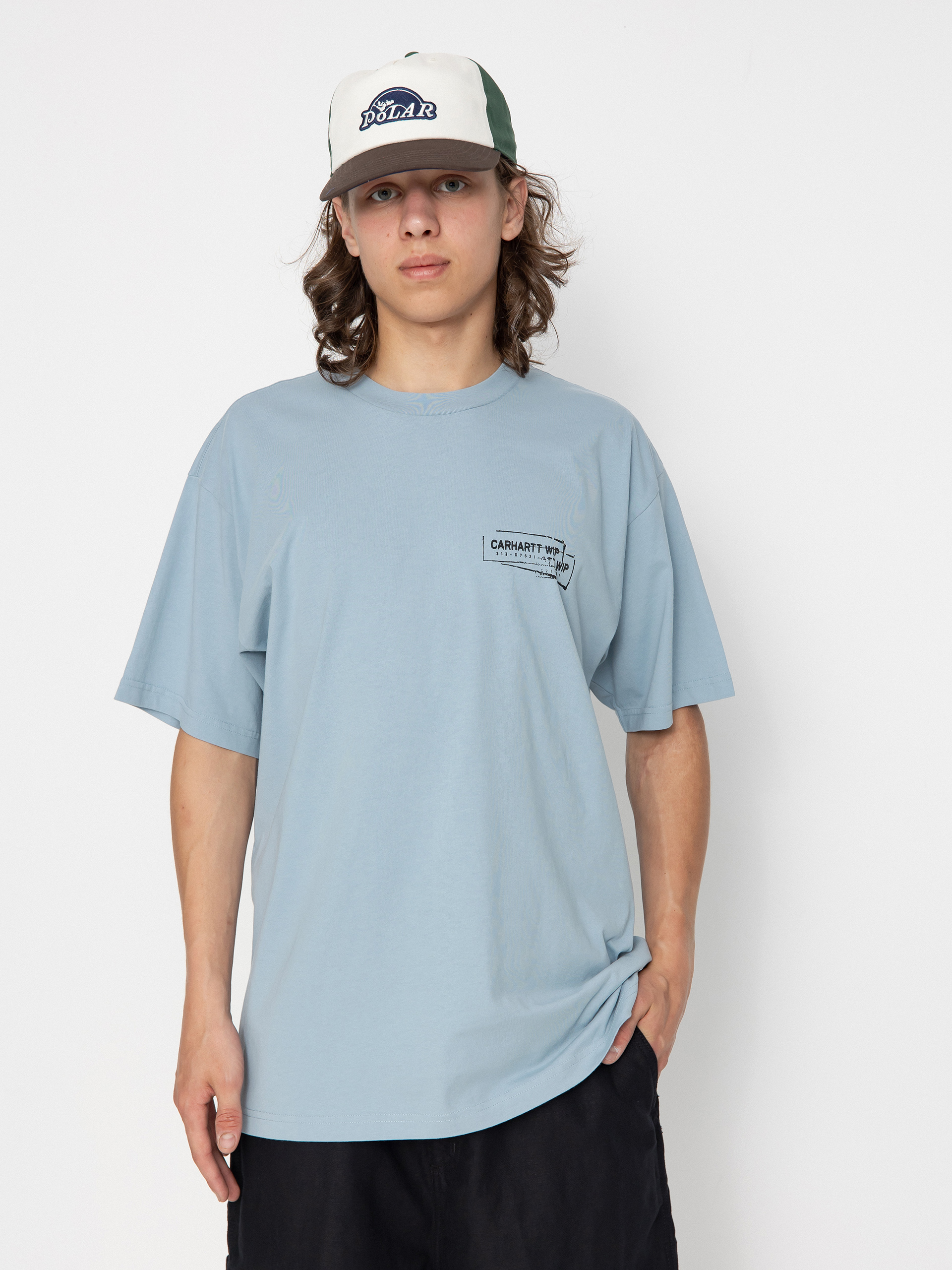 T-shirt Carhartt WIP Stamp (misty sky/black)