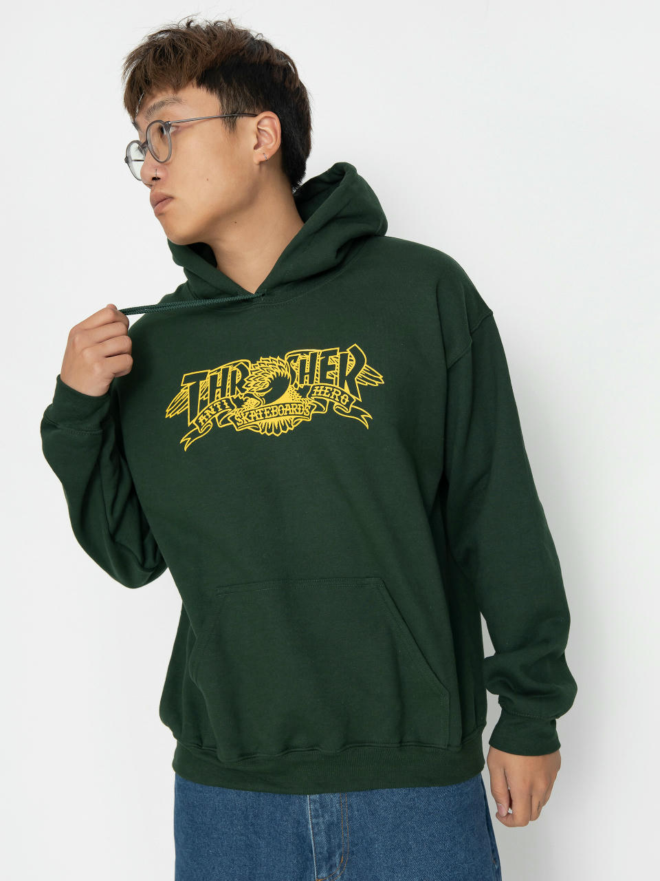 Bluza z kapturem Thrasher Mag Banner HD (forest green)