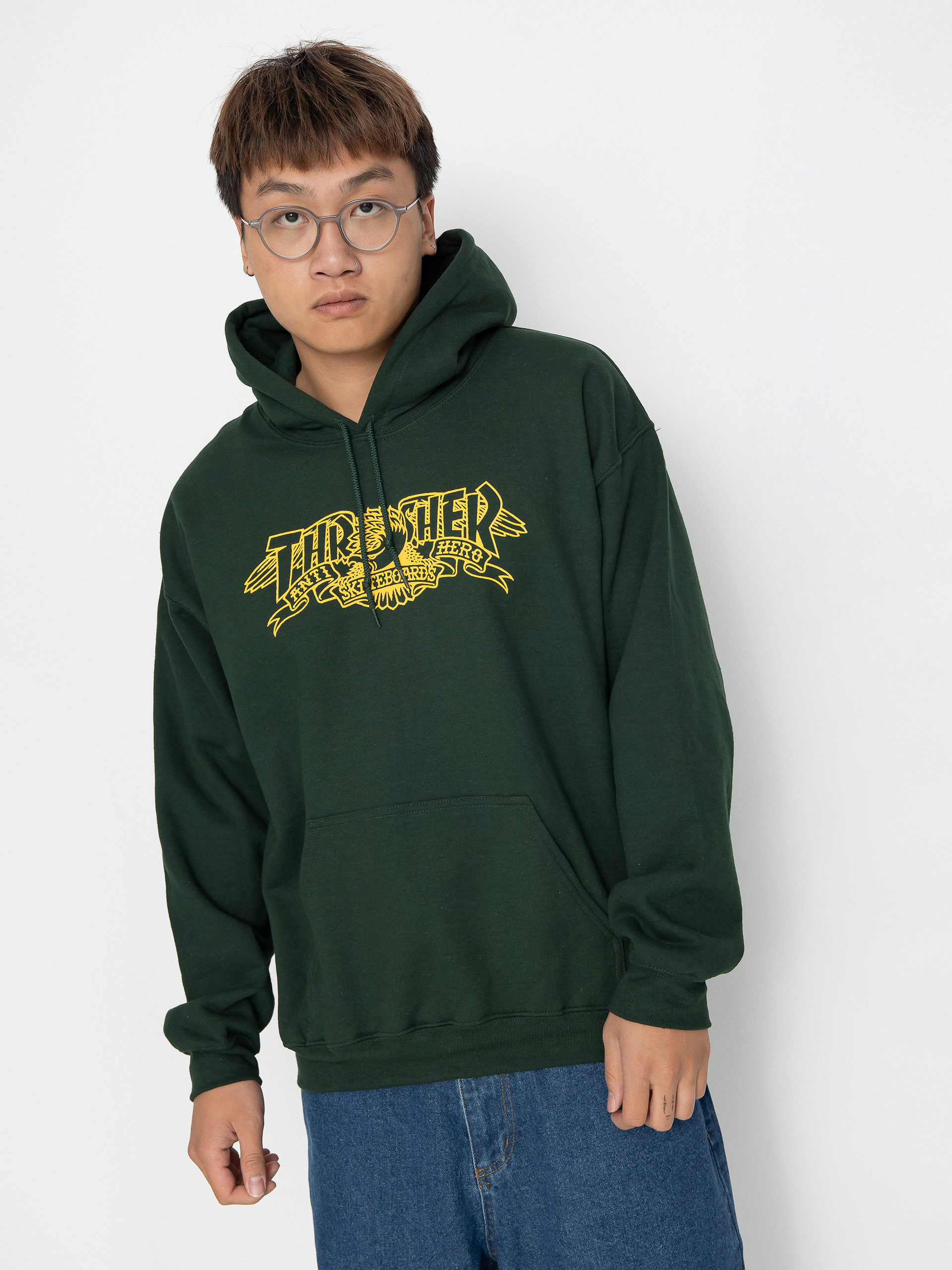 Bluza z kapturem Thrasher Mag Banner HD (forest green)