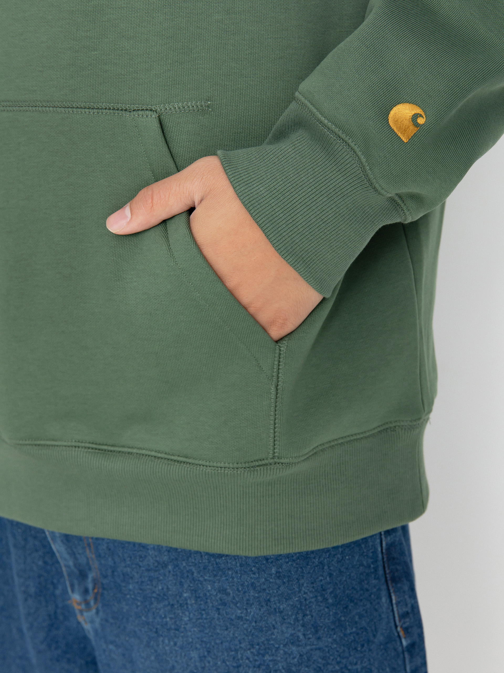 Bluza z kapturem Carhartt WIP Chase HD (duck green/gold)
