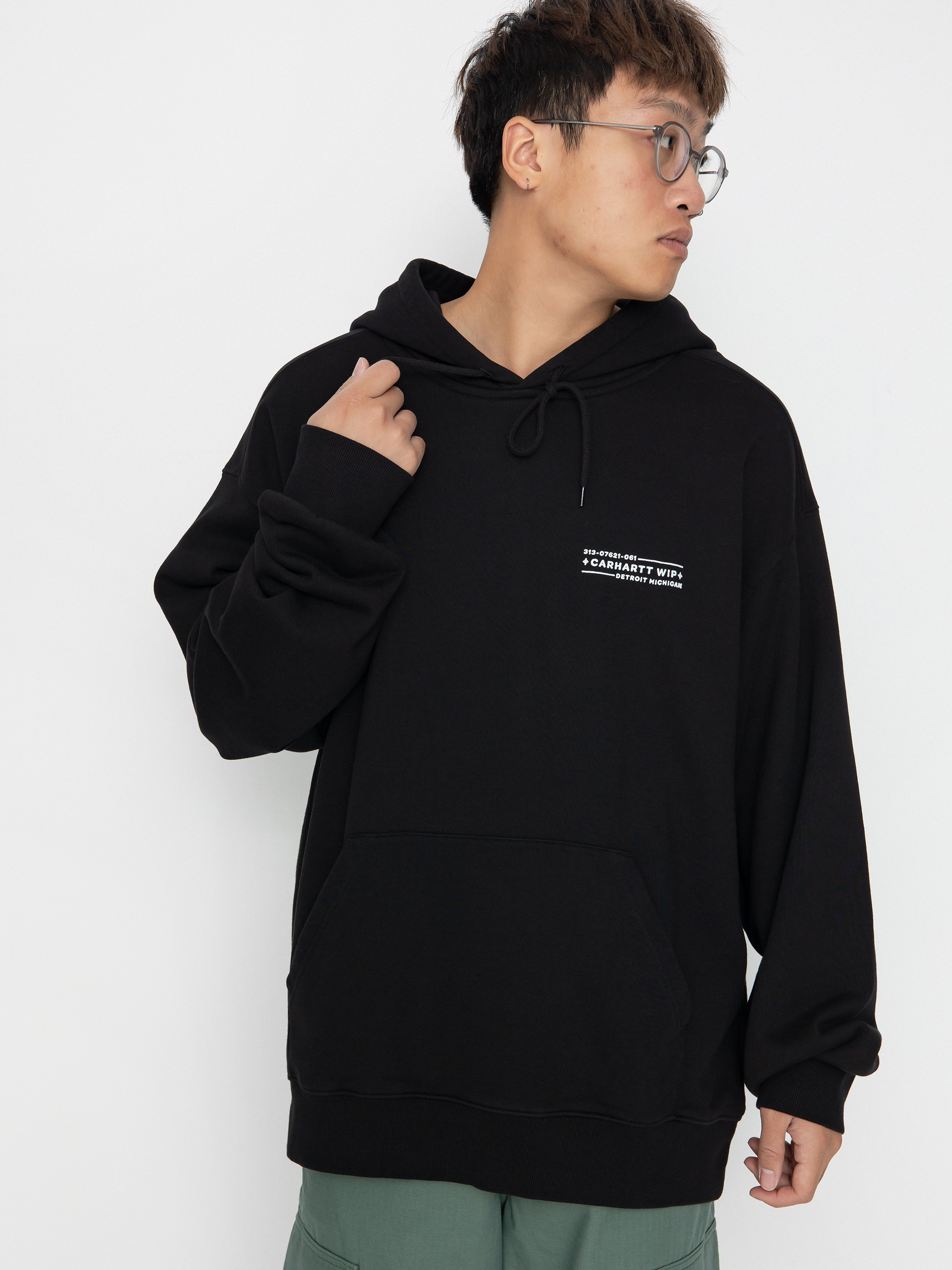 Bluza z kapturem Carhartt WIP Stamp HD (black/white)