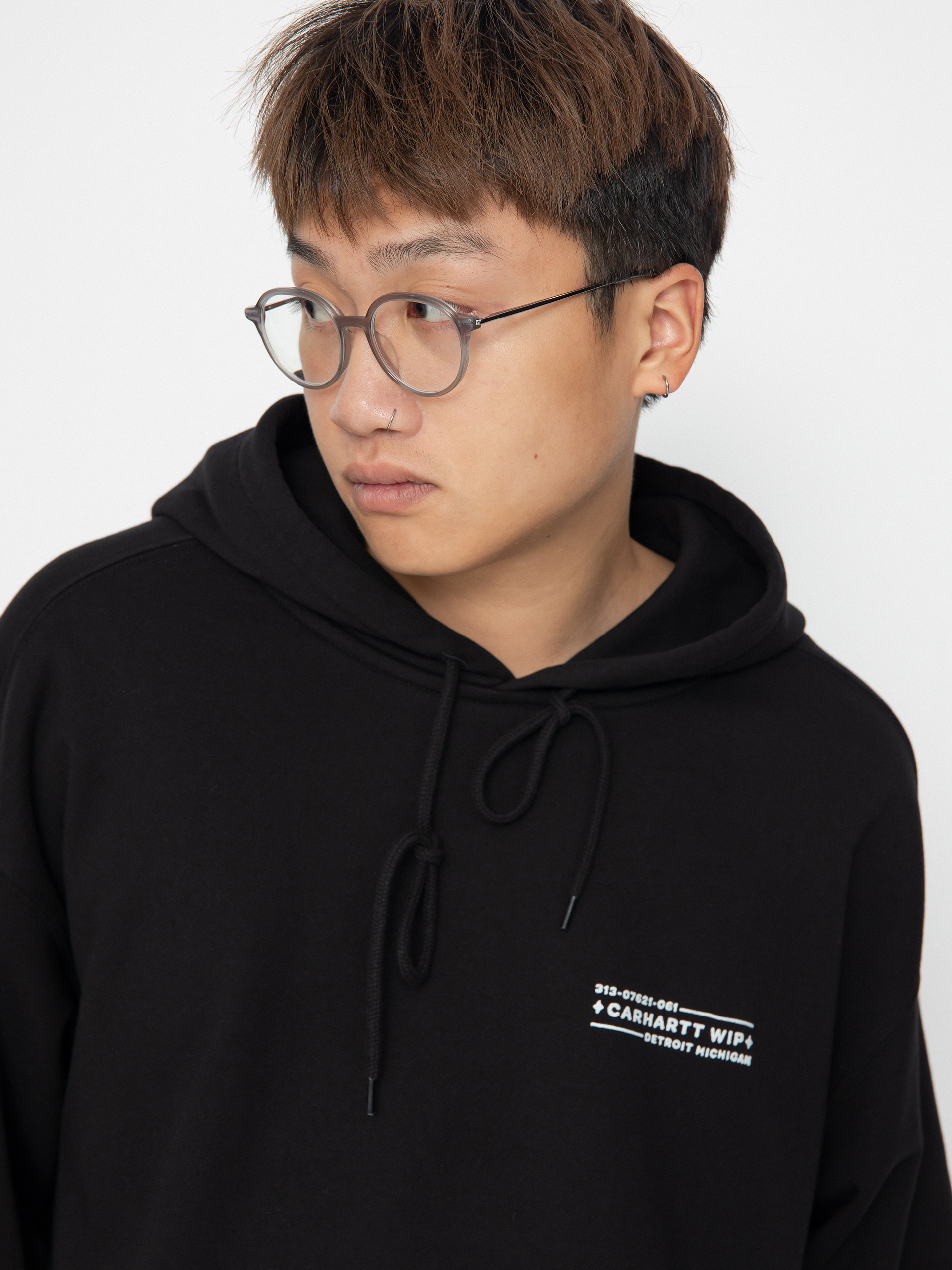 Bluza z kapturem Carhartt WIP Stamp HD (black/white)