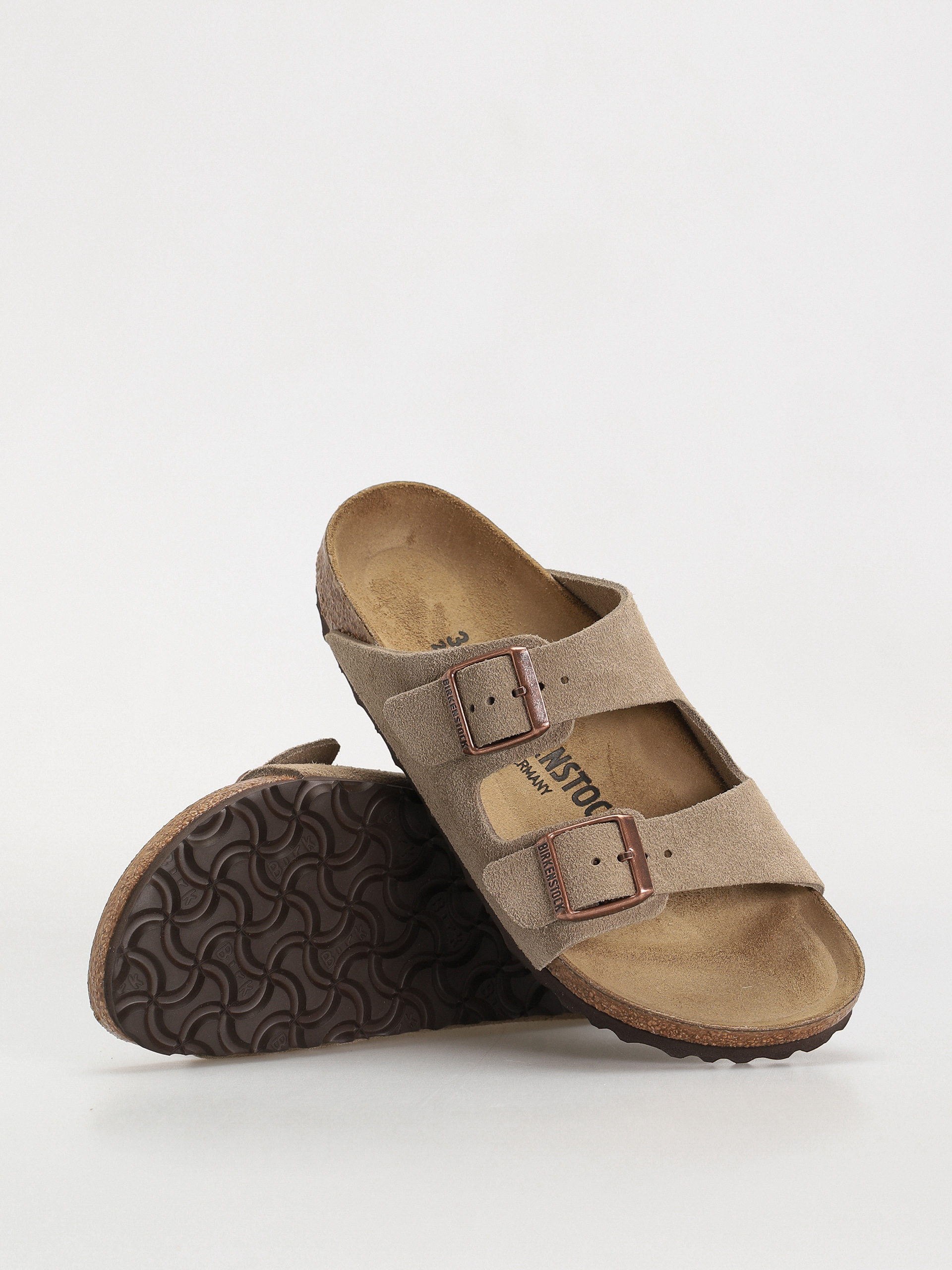 Klapki Birkenstock Arizona Suede Leather Narrow Wmn (taupe)