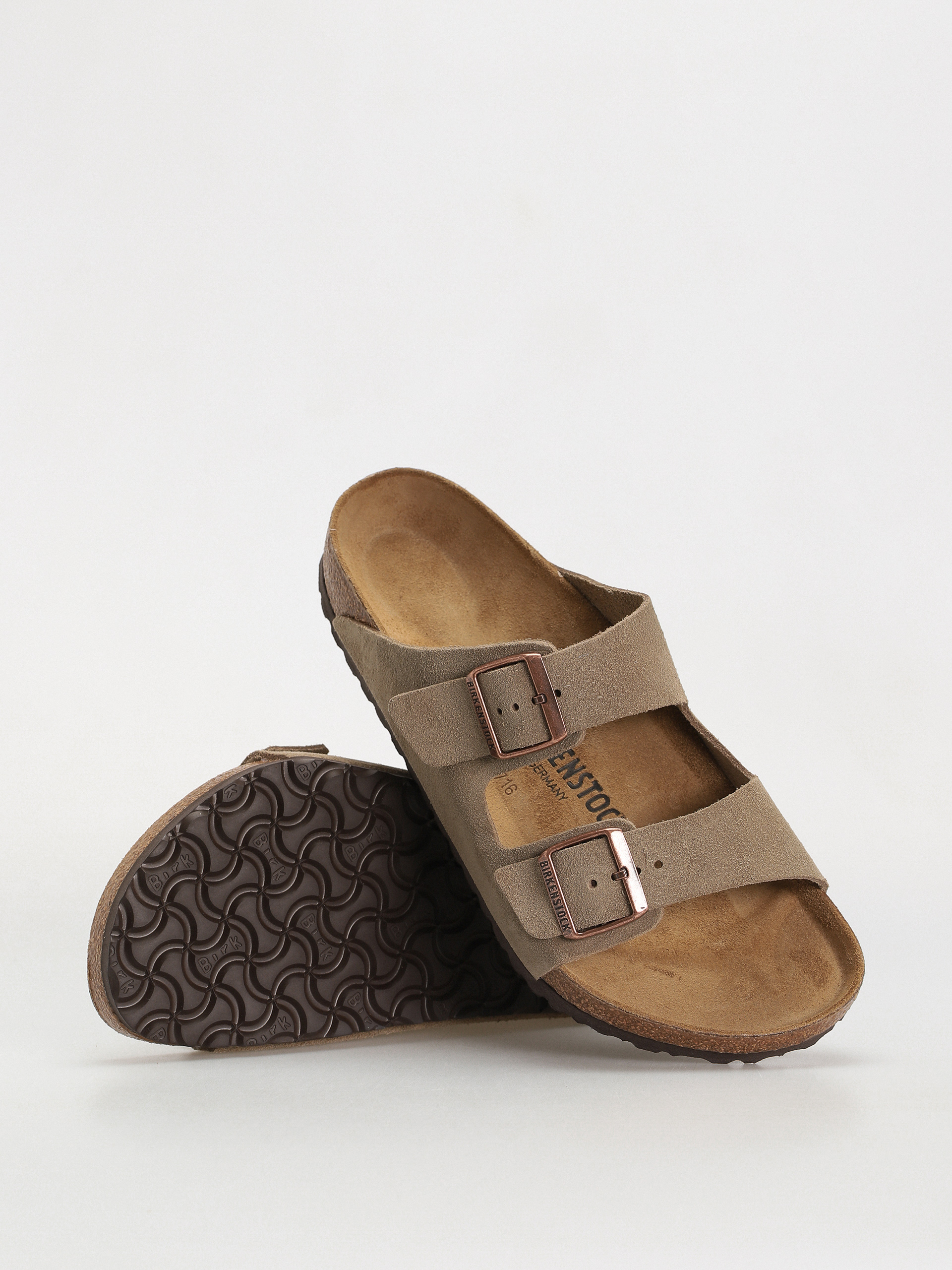 Klapki Birkenstock Arizona Suede Leather Regular (taupe)