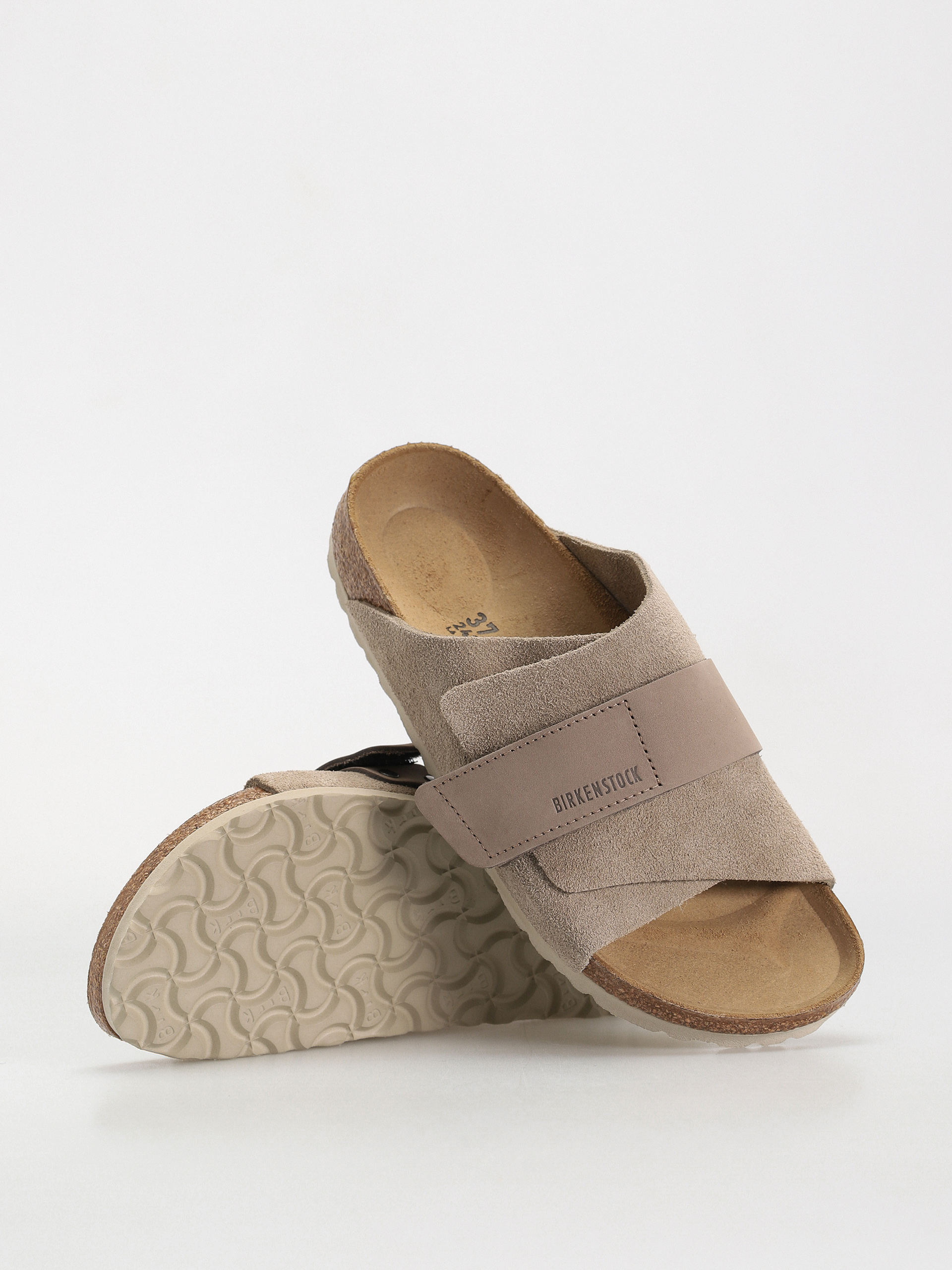 Klapki Birkenstock Kyoto Nubuck Suede Leather Narrow Wmn (taupe)