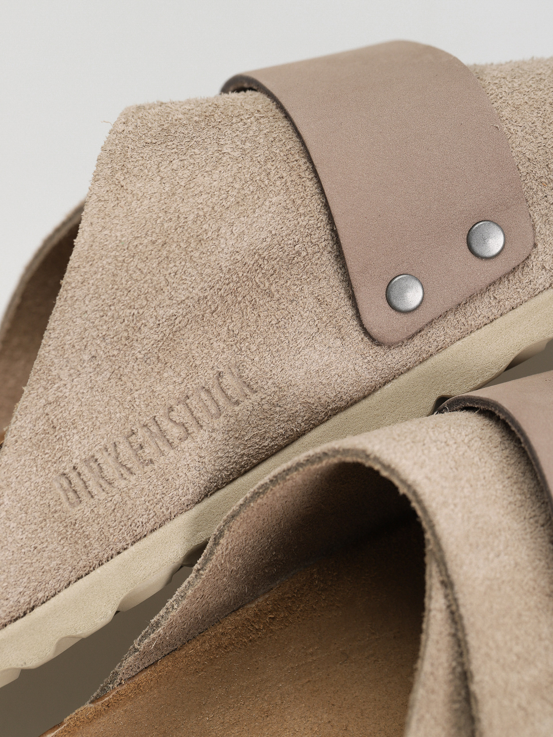 Klapki Birkenstock Kyoto Nubuck Suede Leather Narrow Wmn (taupe)