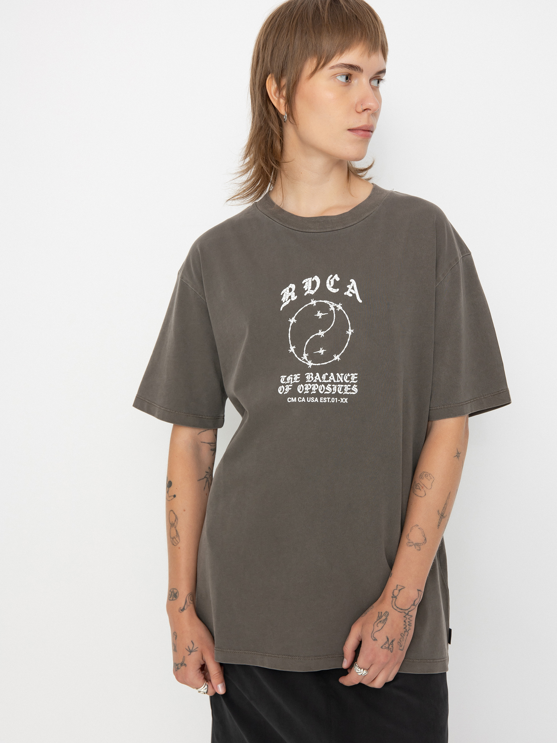 T-shirt RVCA Lax Relaxed Wmn (dark choc)