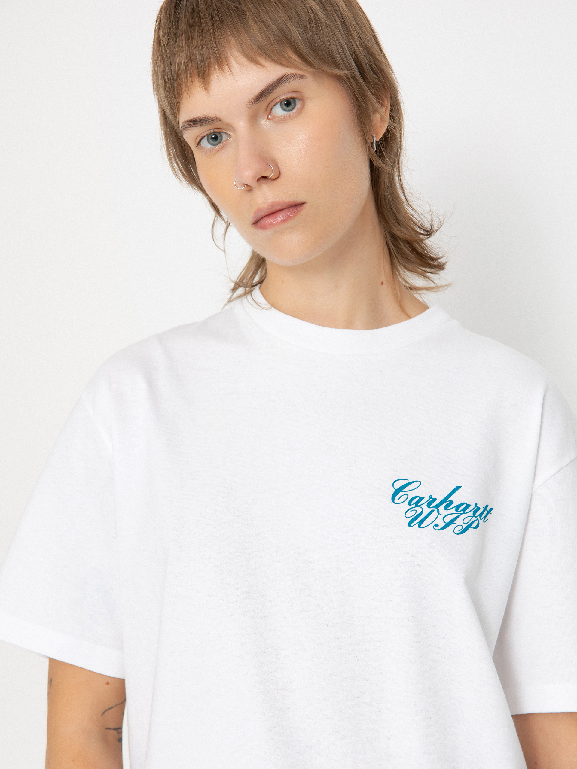 T-shirt Carhartt WIP Exchange Wmn (white/blue)