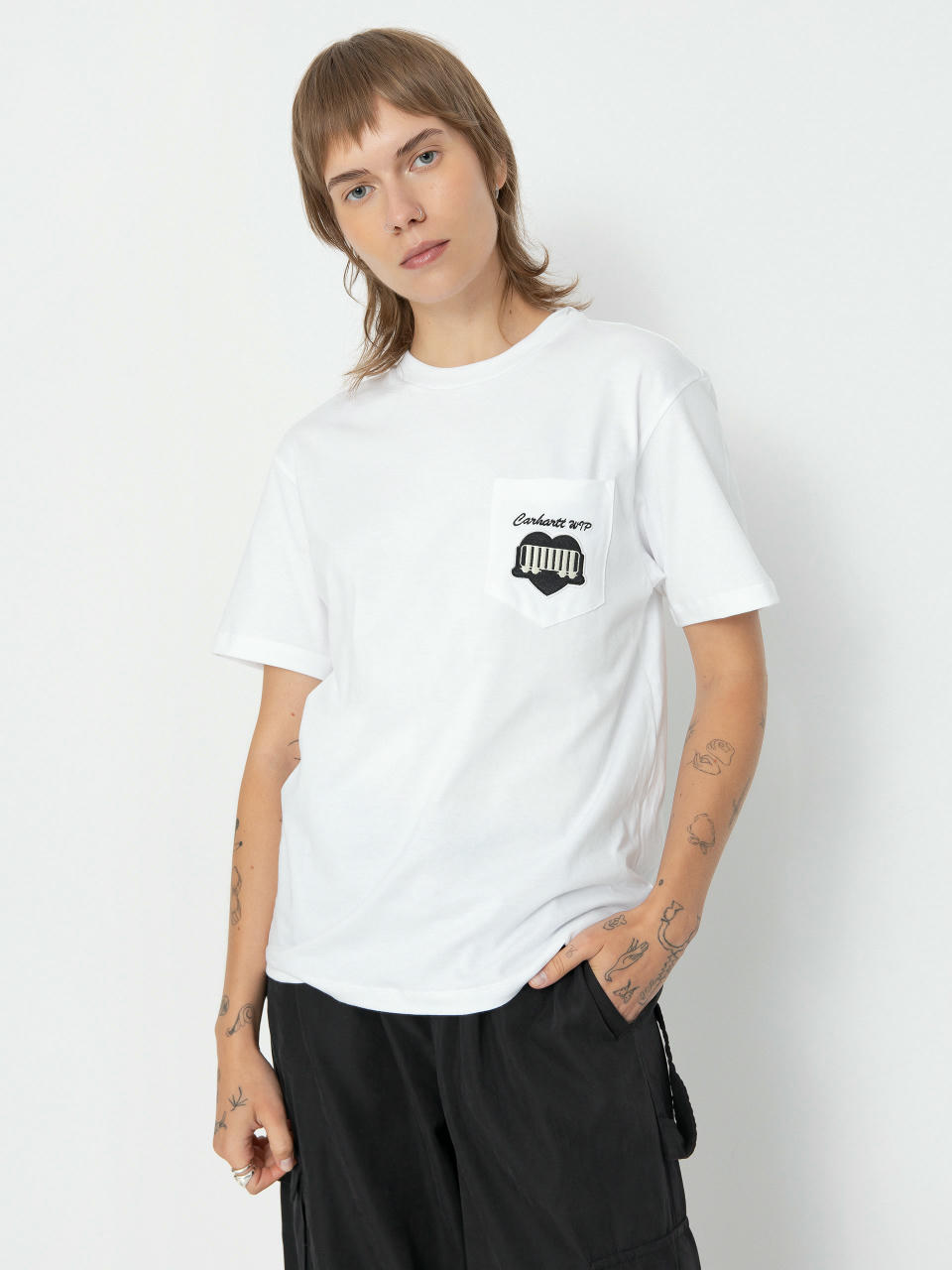 T-shirt Carhartt WIP Heart Train Pocket Wmn (white)