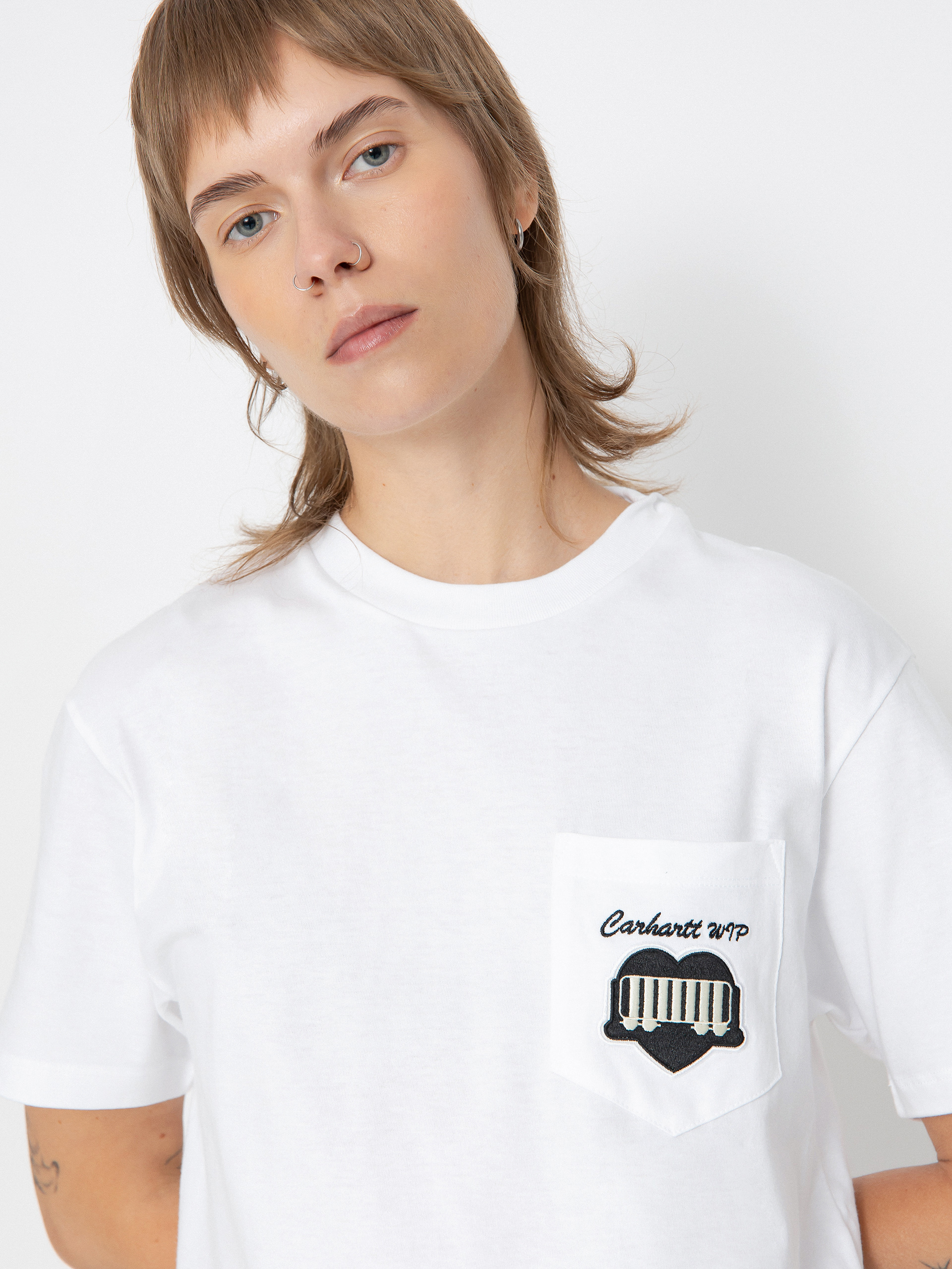 T-shirt Carhartt WIP Heart Train Pocket Wmn (white)