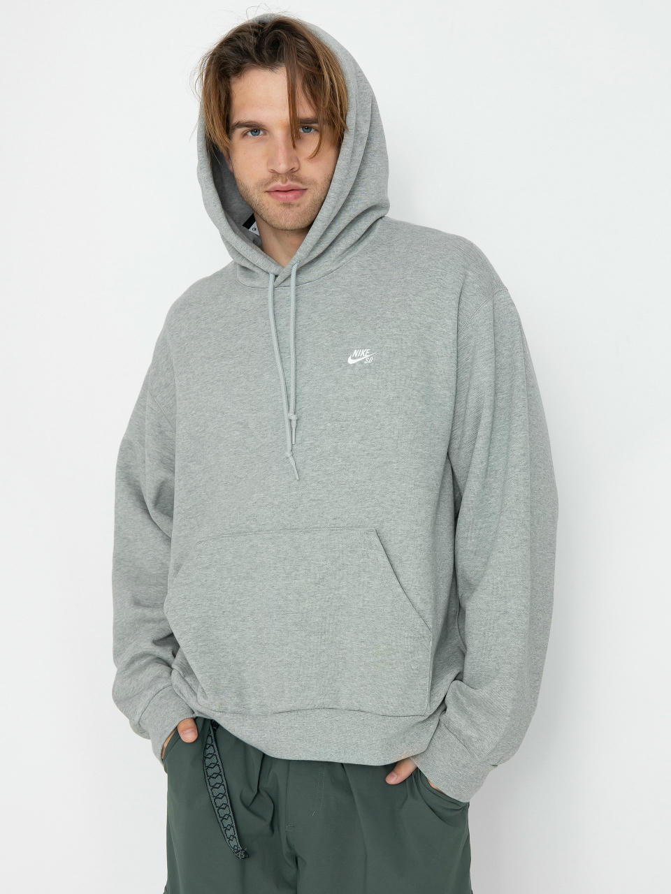 Bluza z kapturem Nike SB Essential Logo HD (dk grey heather/white)