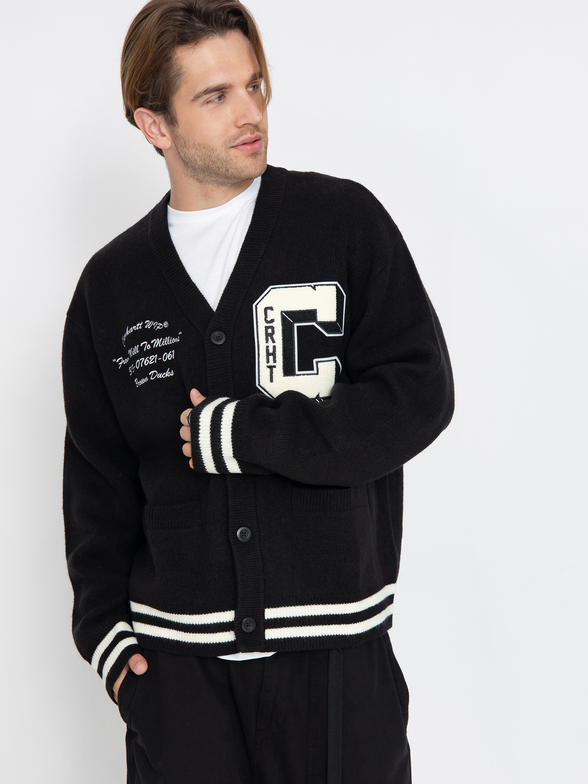 Sweter Carhartt WIP Brown Ducks Cardigan (black/wax)