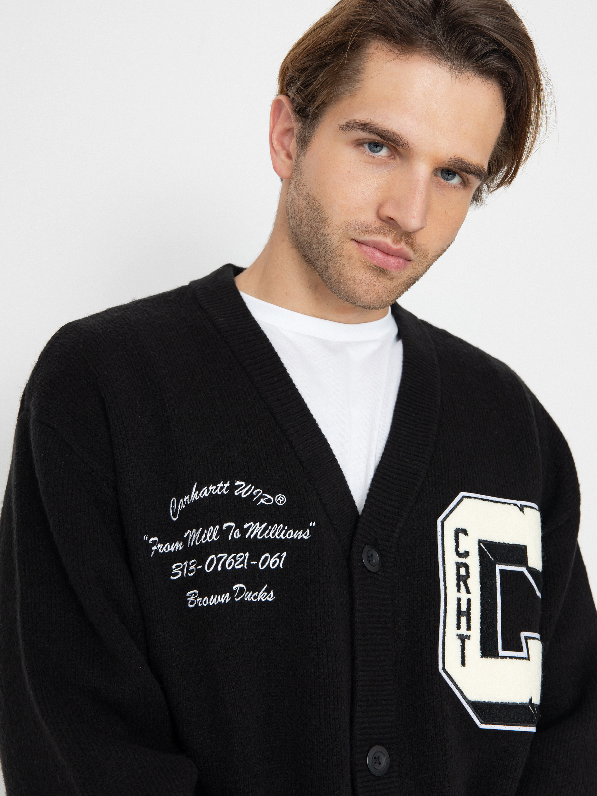 Sweter Carhartt WIP Brown Ducks Cardigan (black/wax)