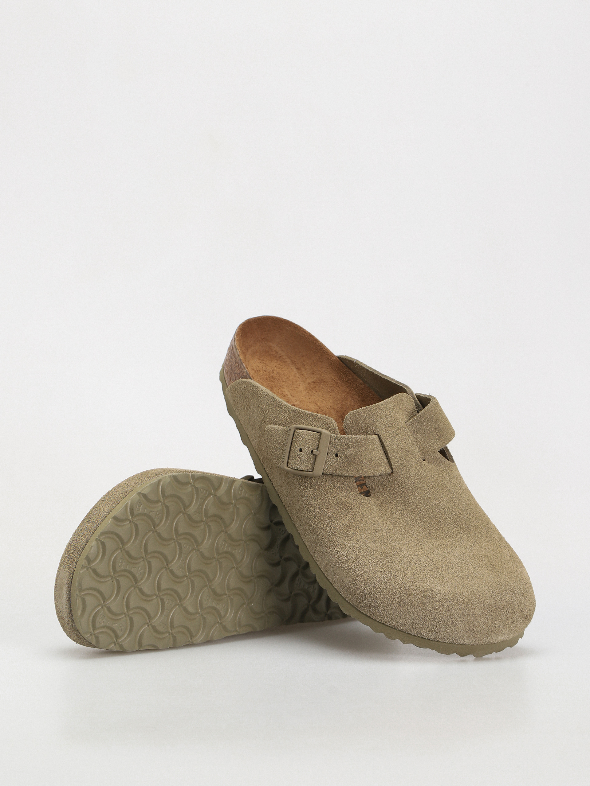 Klapki Birkenstock Boston Suede Leather Regular (faded khaki)