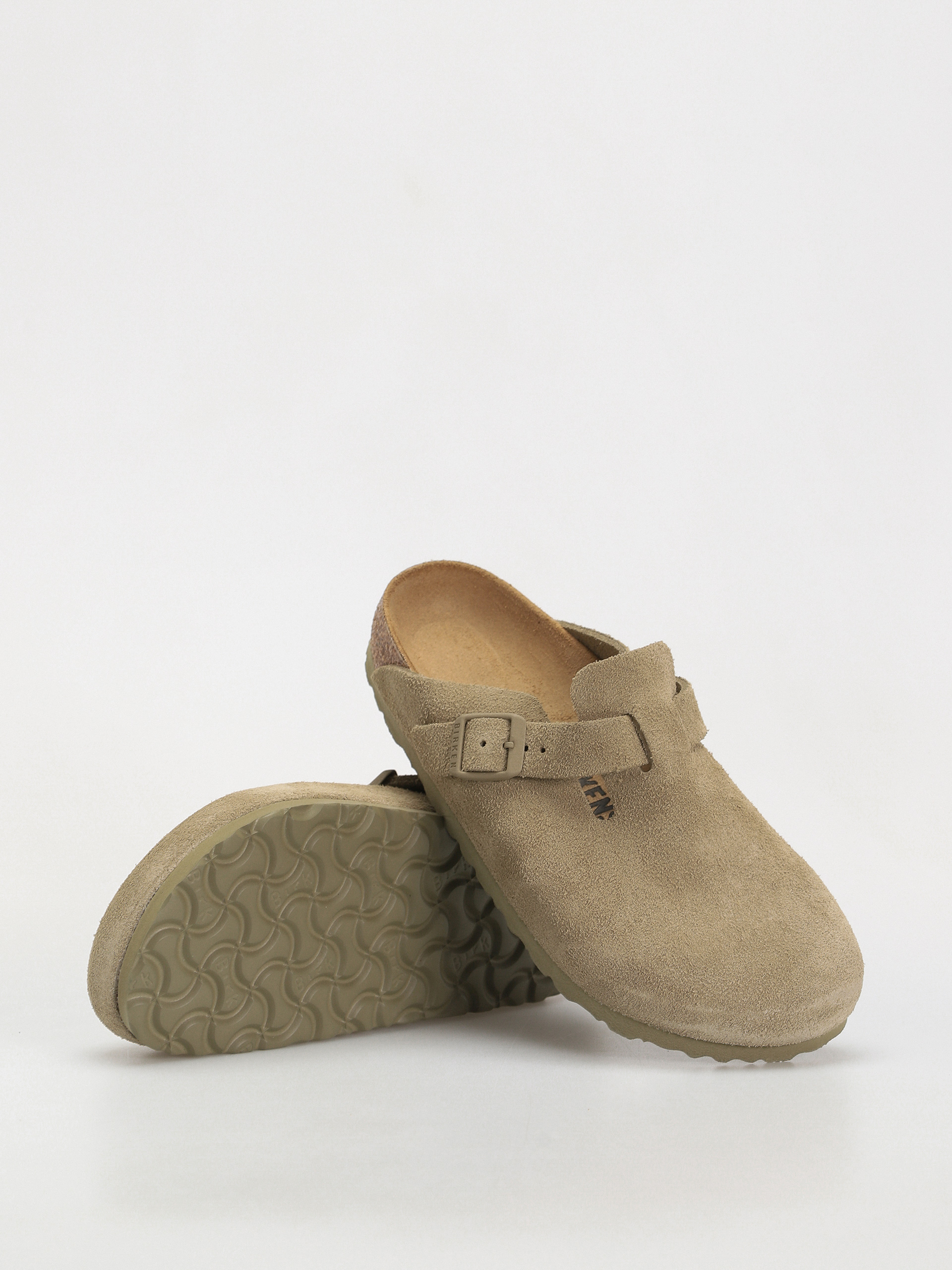 Klapki Birkenstock Boston Suede Leather Narrow Wmn (faded khaki)