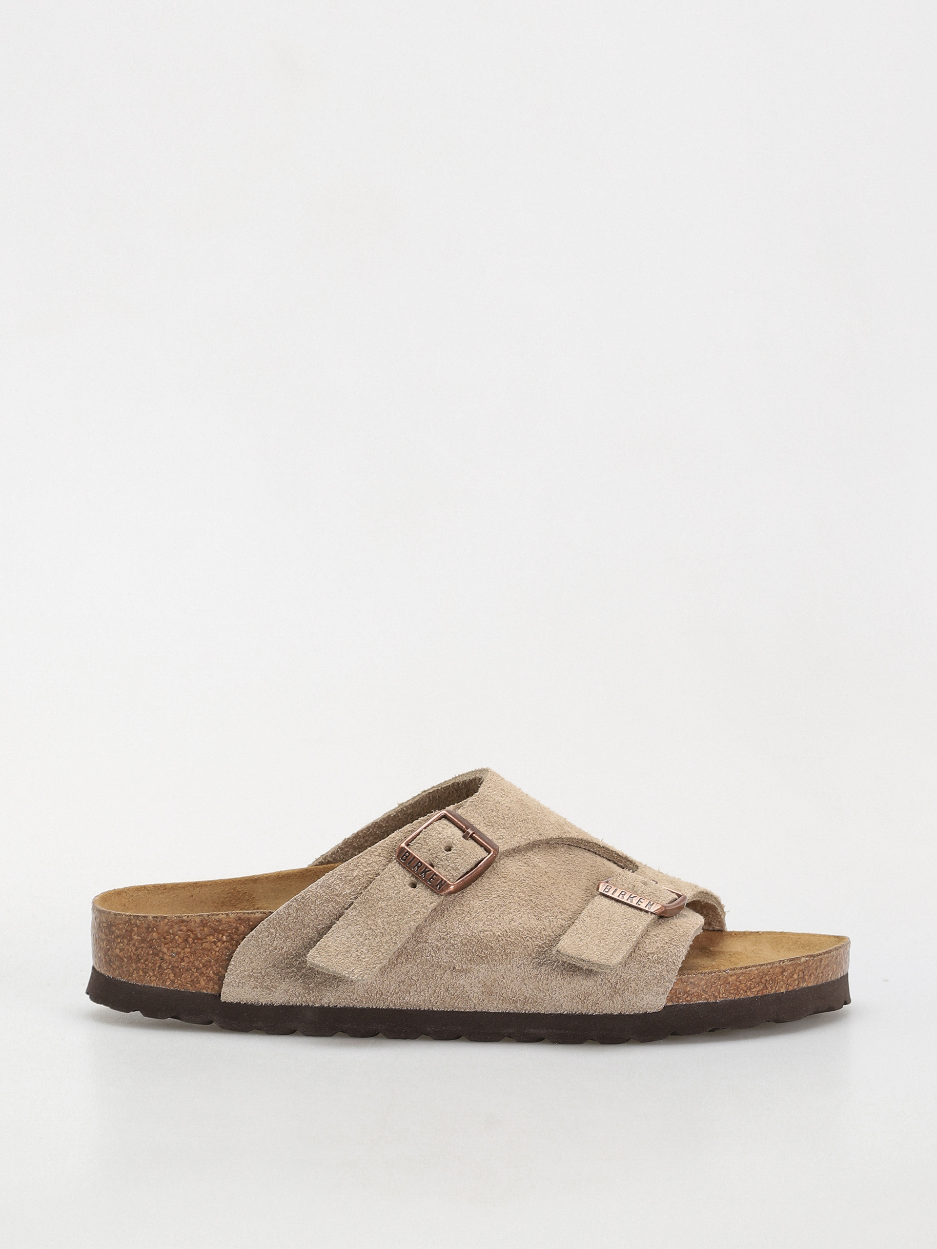 Klapki Birkenstock Zürich Suede Leather Narrow Wmn - brązowy (taupe)