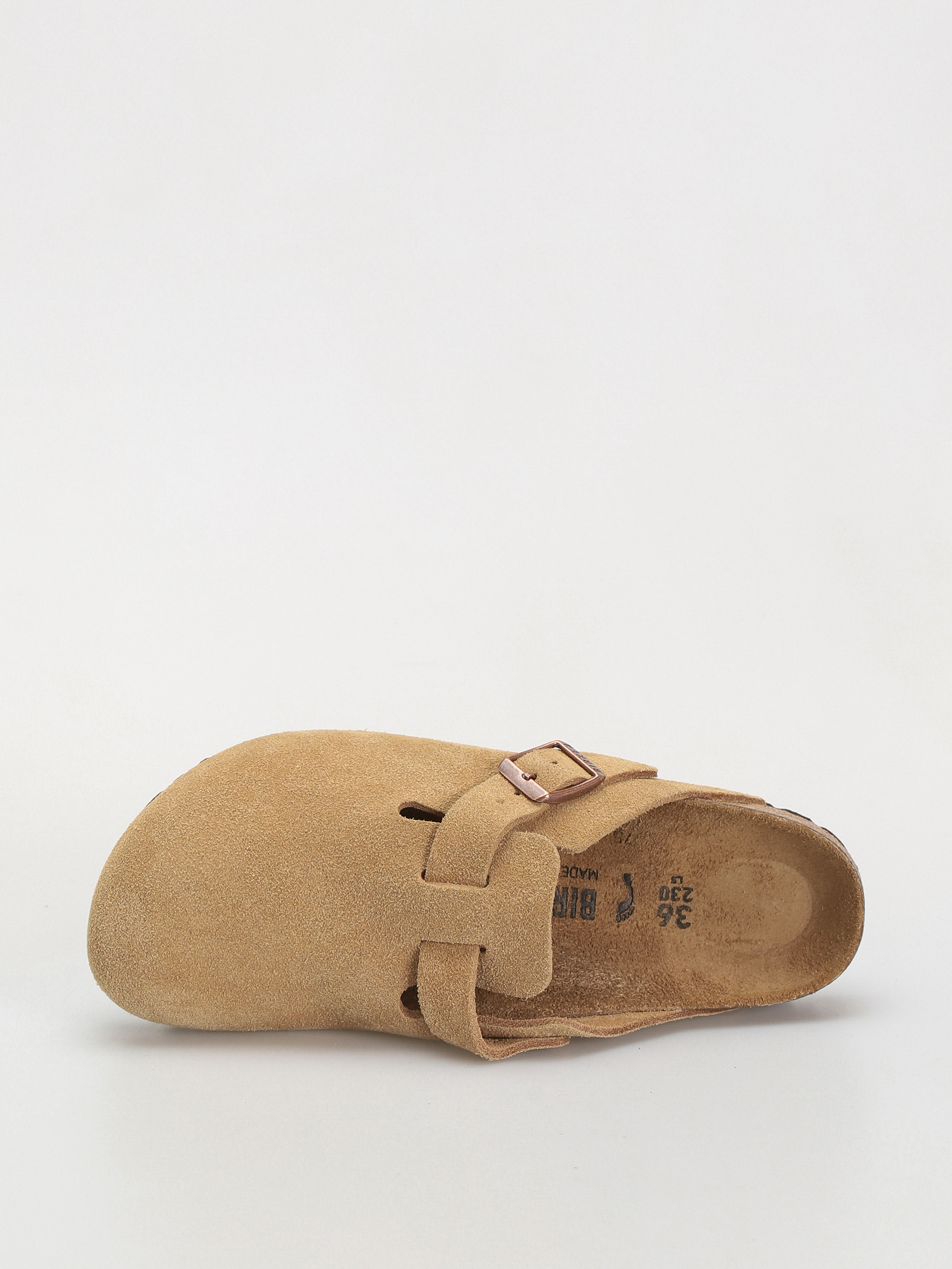 Klapki Birkenstock Boston Suede Leather Narrow Wmn (latte cream)