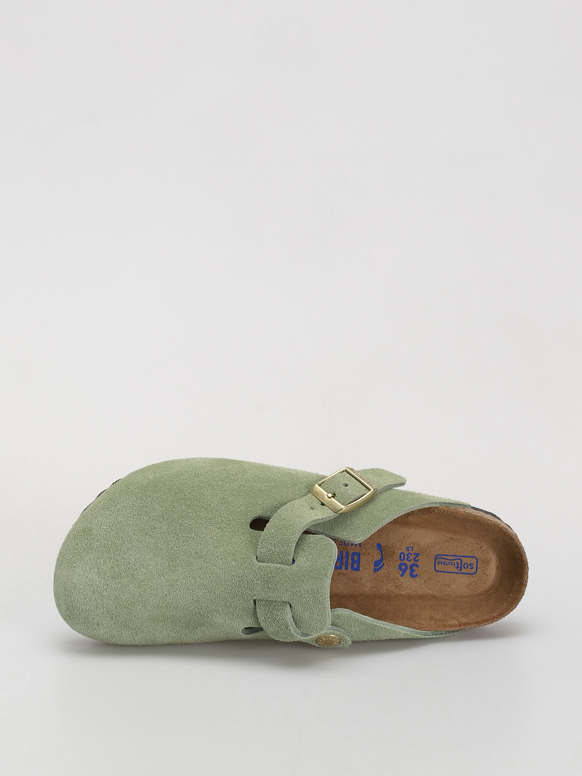 Klapki Birkenstock Boston Soft Footbed Suede Leather Narrow Wmn (green tea)