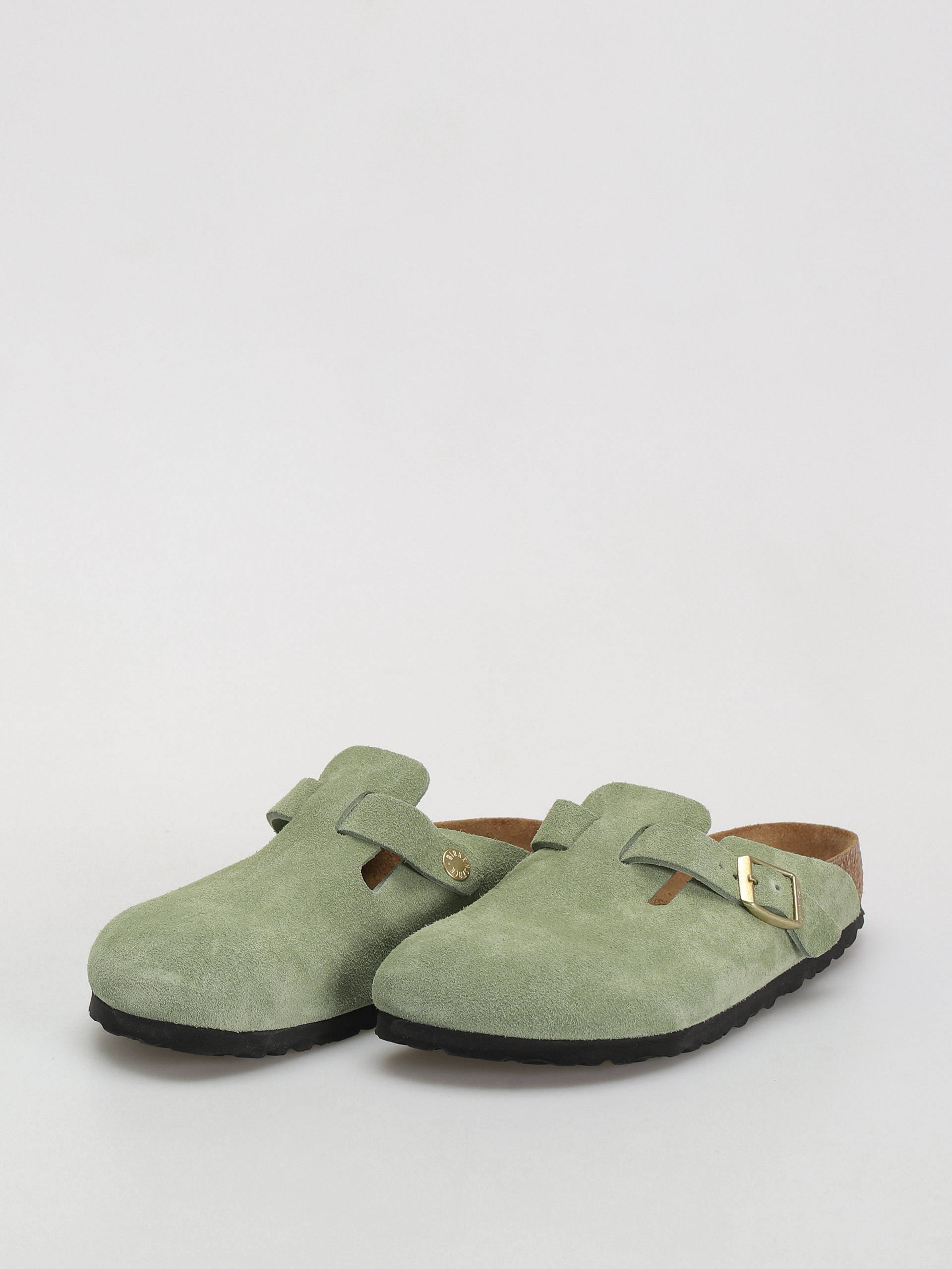 Klapki Birkenstock Boston Soft Footbed Suede Leather Narrow Wmn (green tea)