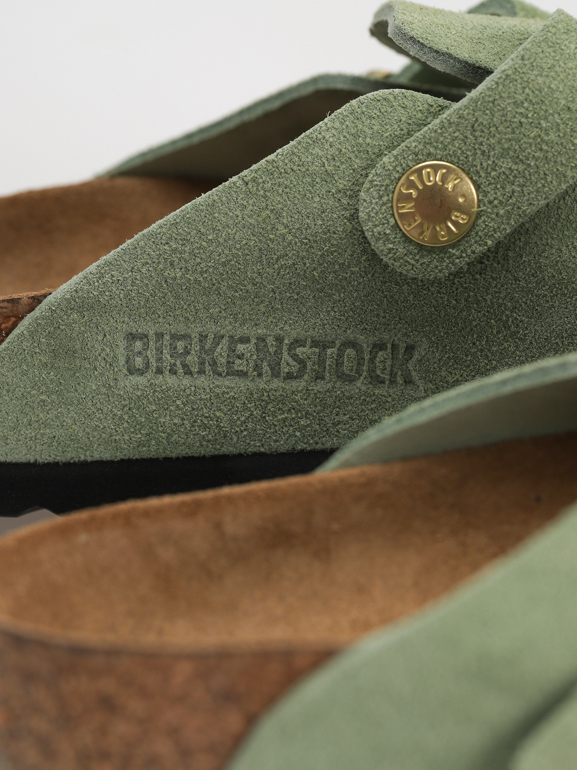 Klapki Birkenstock Boston Soft Footbed Suede Leather Narrow Wmn (green tea)