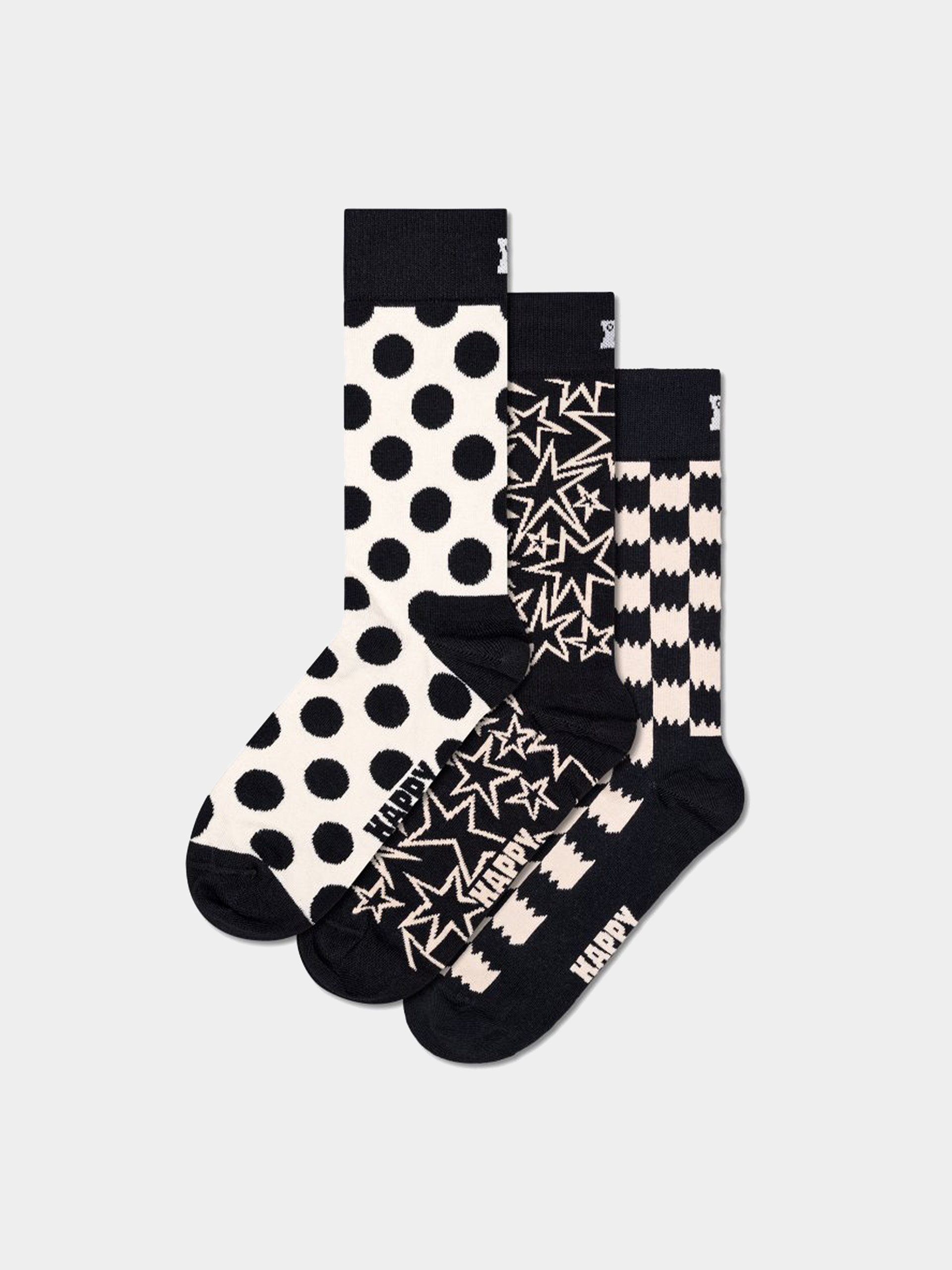 Skarpetki Happy Socks 3-Pack Black And White (black)