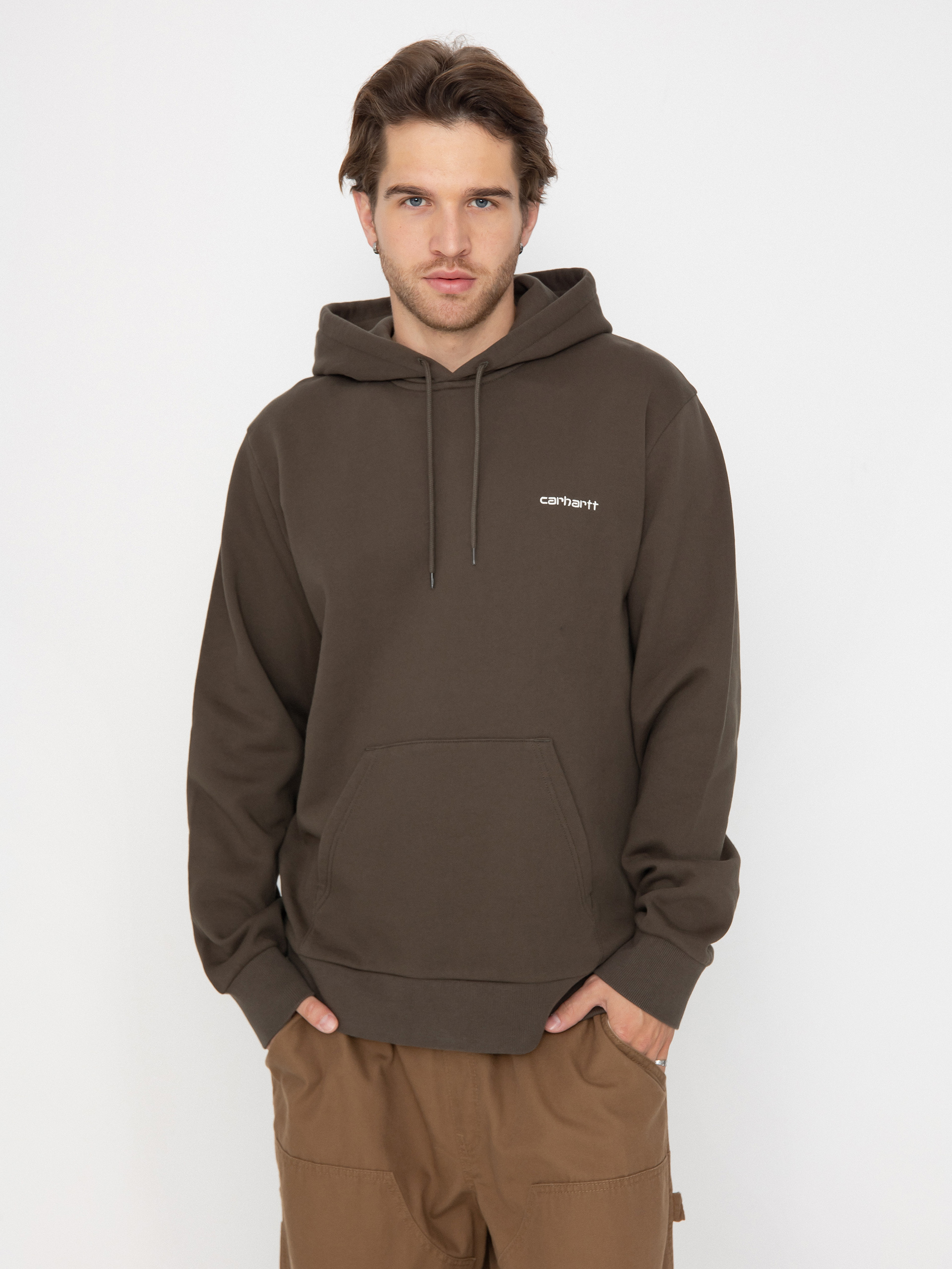 Bluza z kapturem Carhartt WIP Script Embroidery HD (cypress/white)