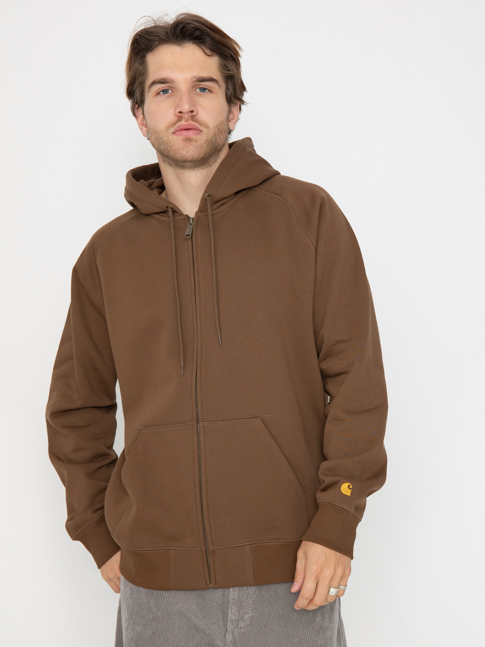 Bluza z kapturem Carhartt WIP Chase ZHD (chocolate/gold)