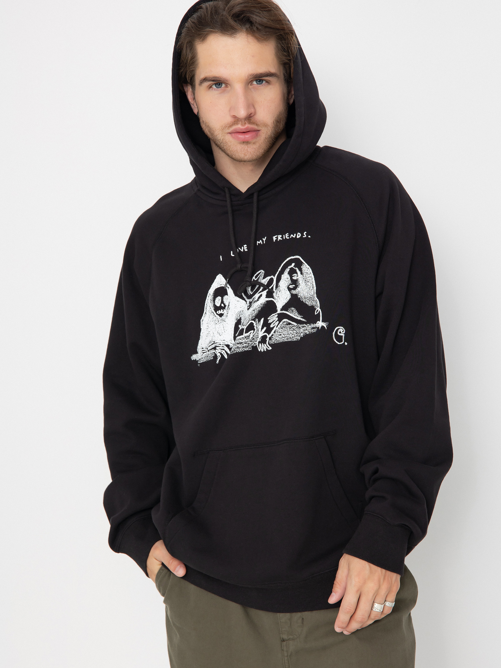 Bluza z kapturem Carhartt WIP Pepe Friends HD (black/white)