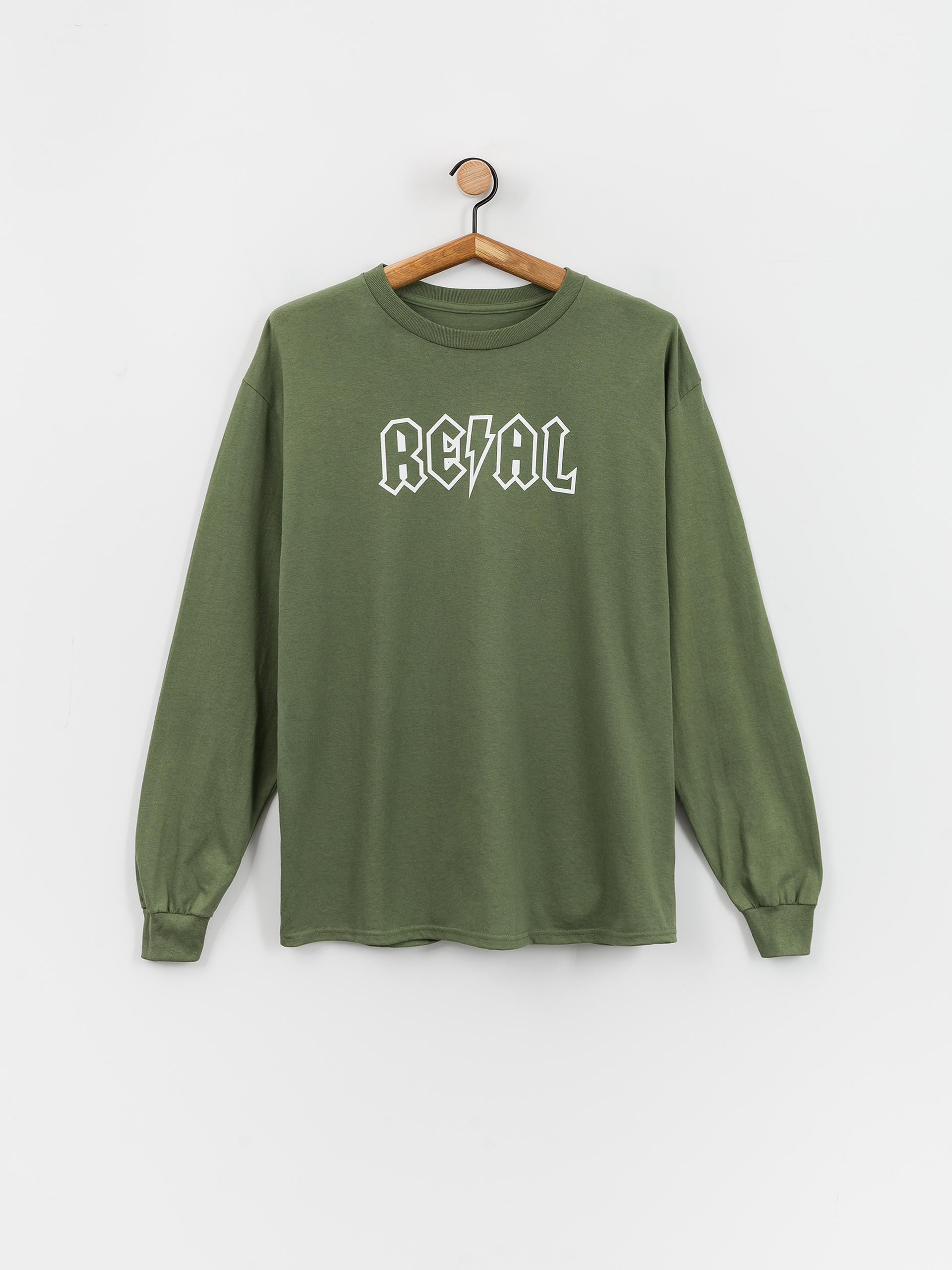 Longsleeve Real Deeds (military green/white)