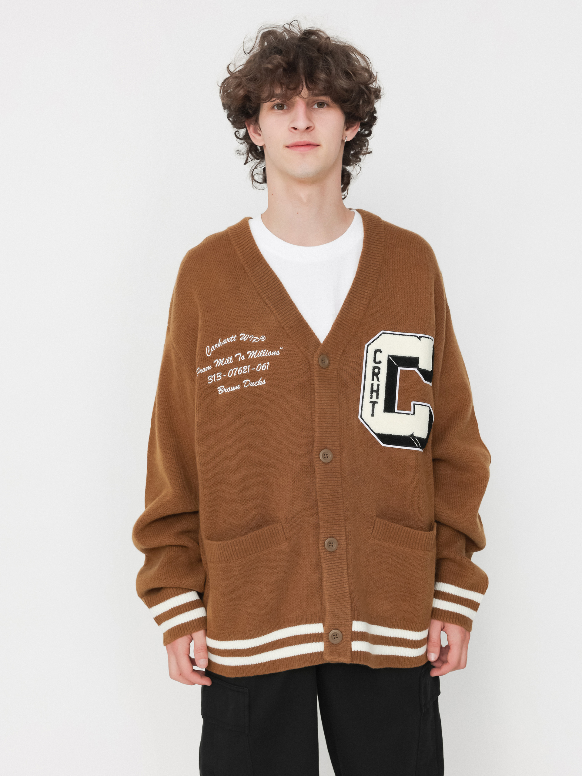 Sweter Carhartt WIP Brown Ducks Cardigan (hamilton brown/wax)