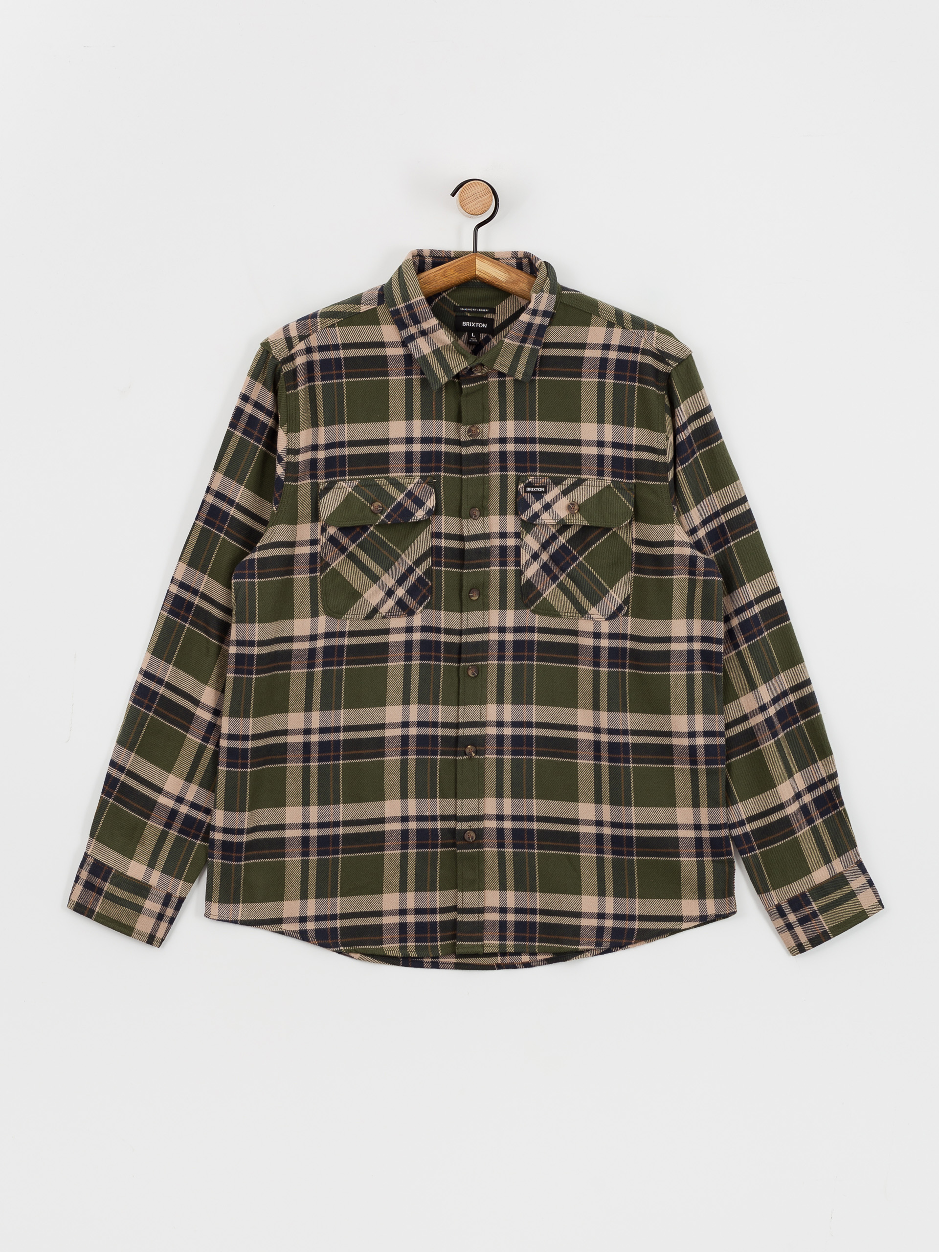 Koszula Brixton Bowery Flannel Ls (cypress green/washed navy/whit)