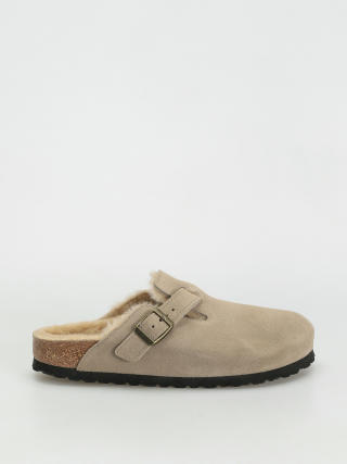 Klapki Birkenstock Boston Shearling Suede Leather Fur Narrow Wmn (taupe)