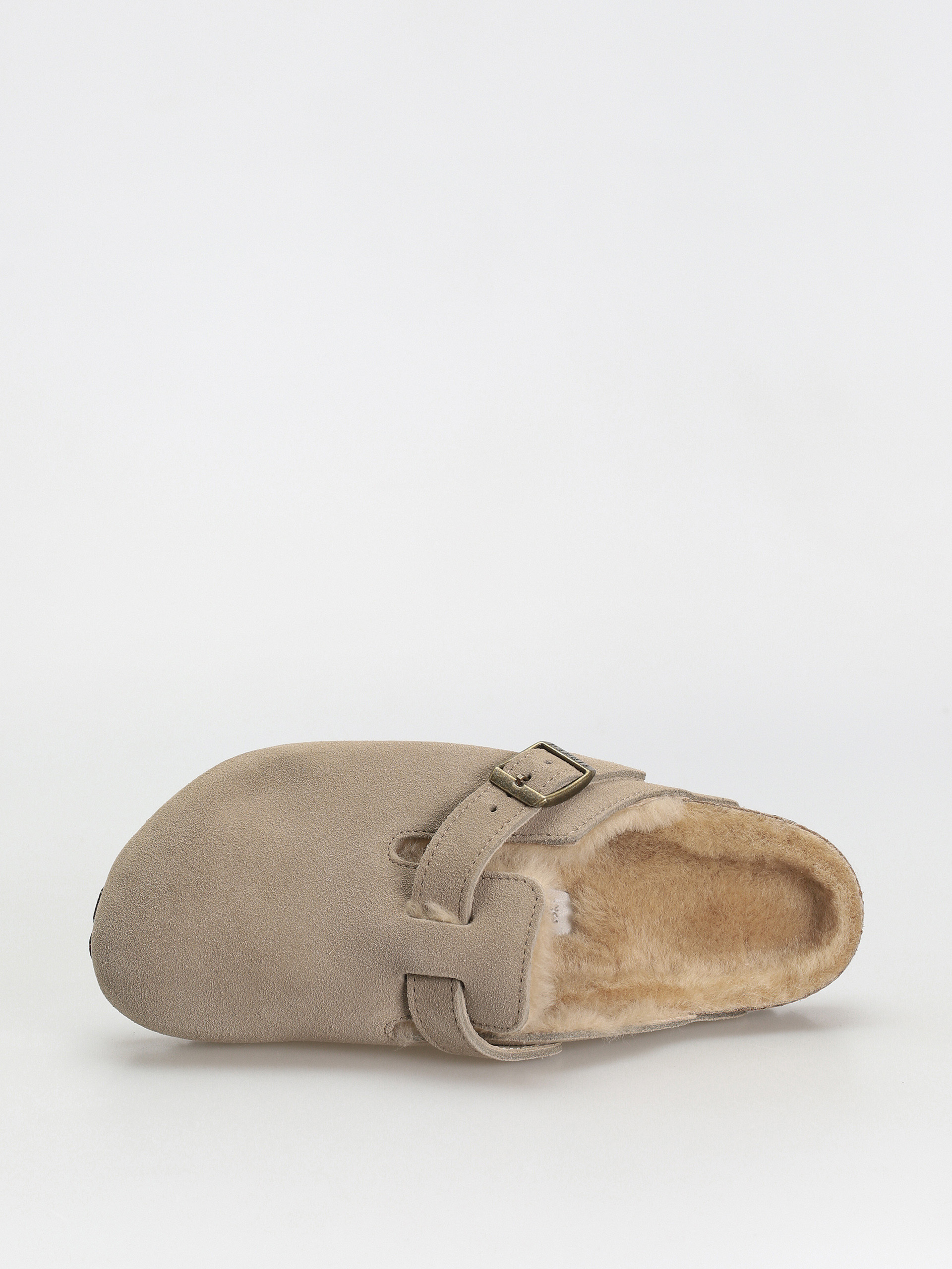 Klapki Birkenstock Boston Shearling Suede Leather Fur Narrow Wmn (taupe)