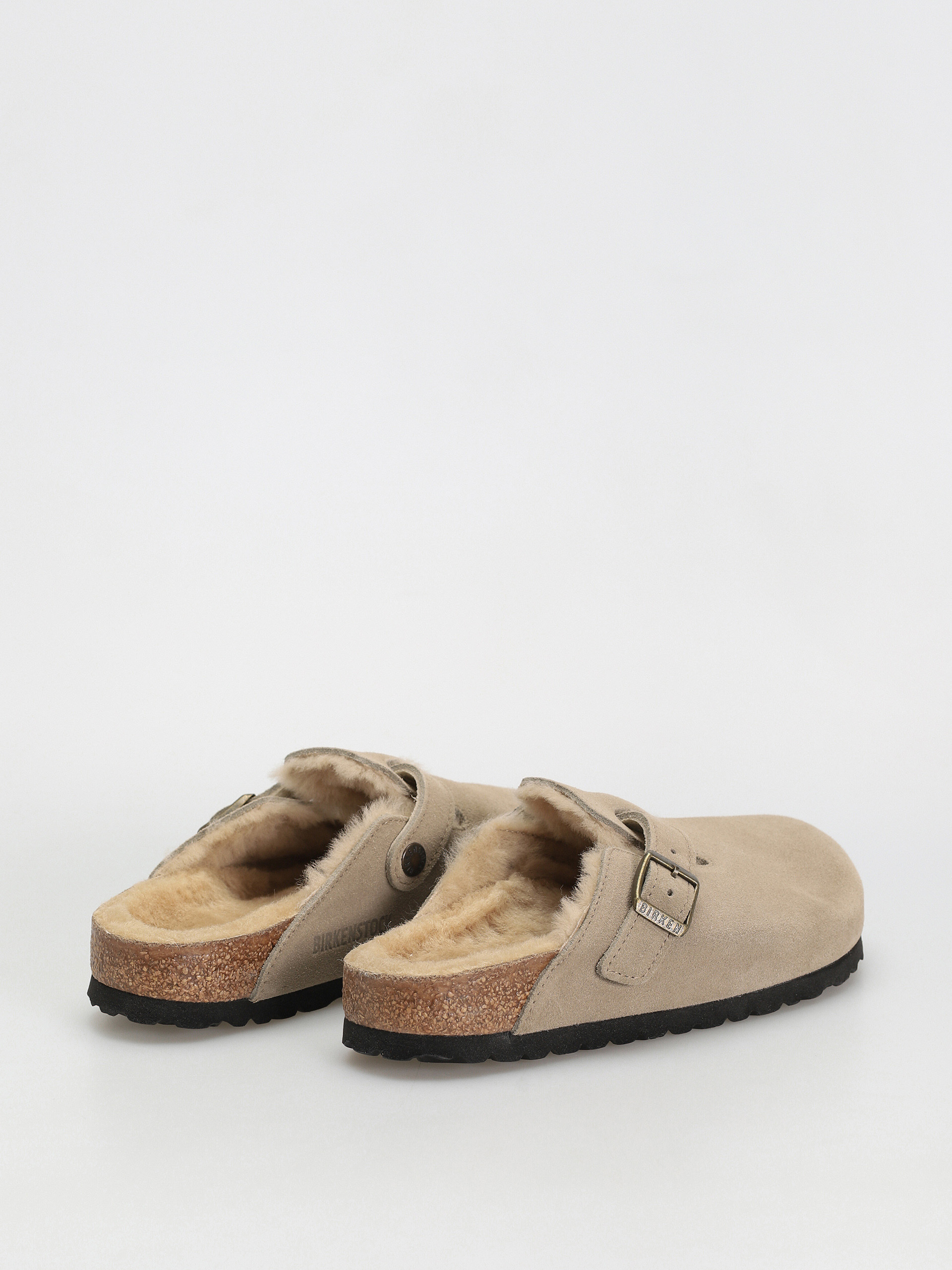 Klapki Birkenstock Boston Shearling Suede Leather Fur Narrow Wmn (taupe)