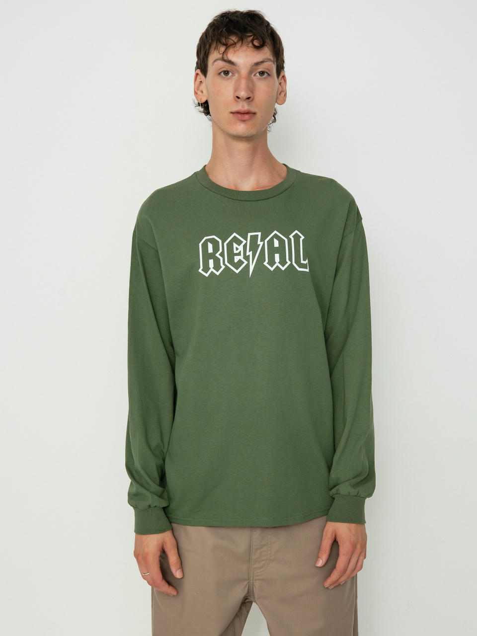 Longsleeve Real Deeds (military green/white)