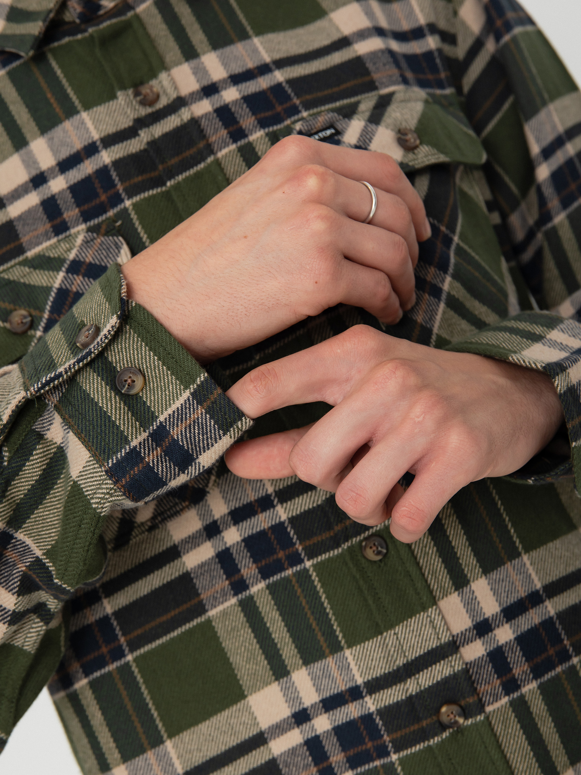Koszula Brixton Bowery Flannel Ls (cypress green/washed navy/whit)