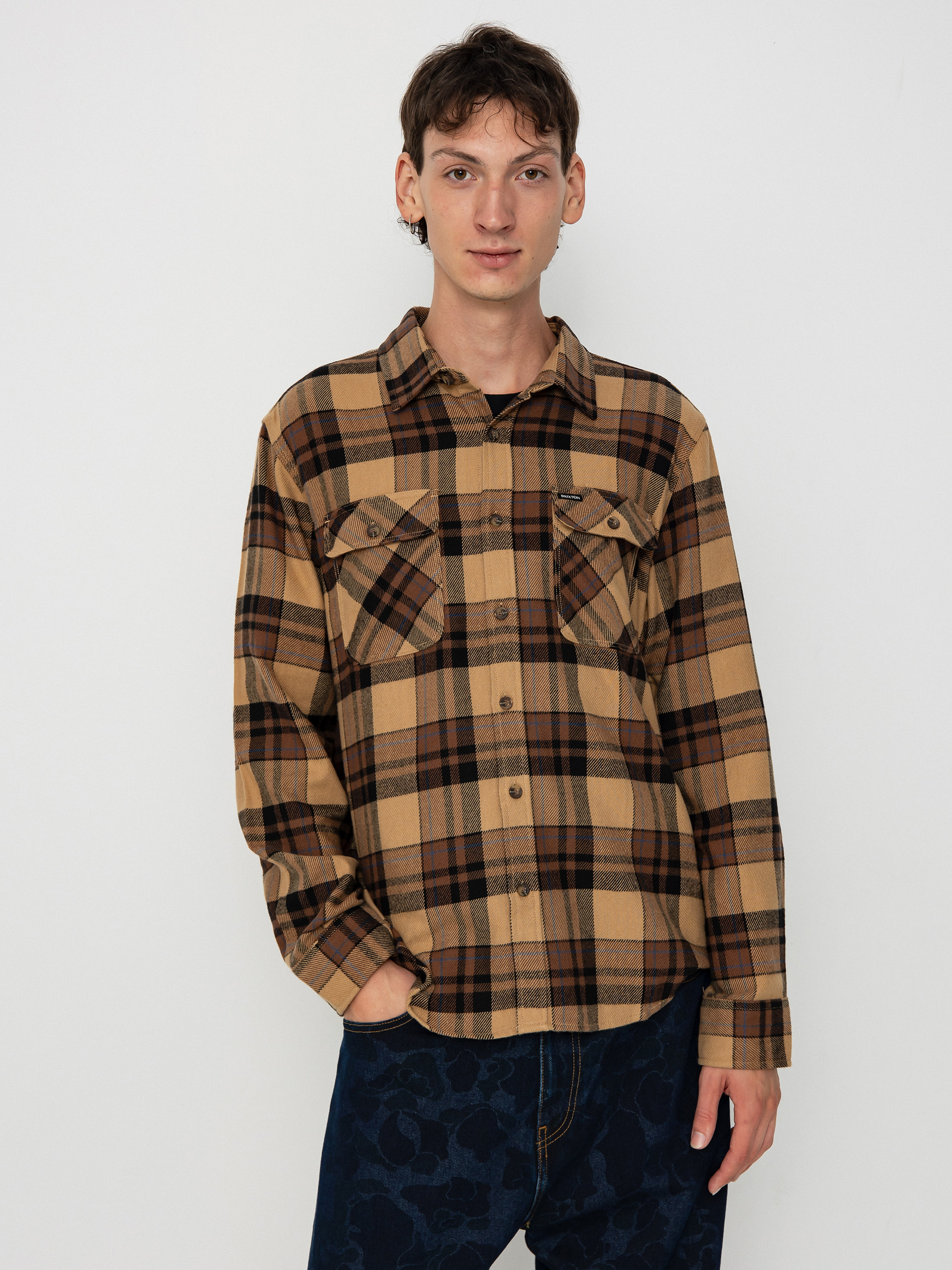 Koszula Brixton Bowery Flannel Ls (tiger's eye/pinecone brown/was)