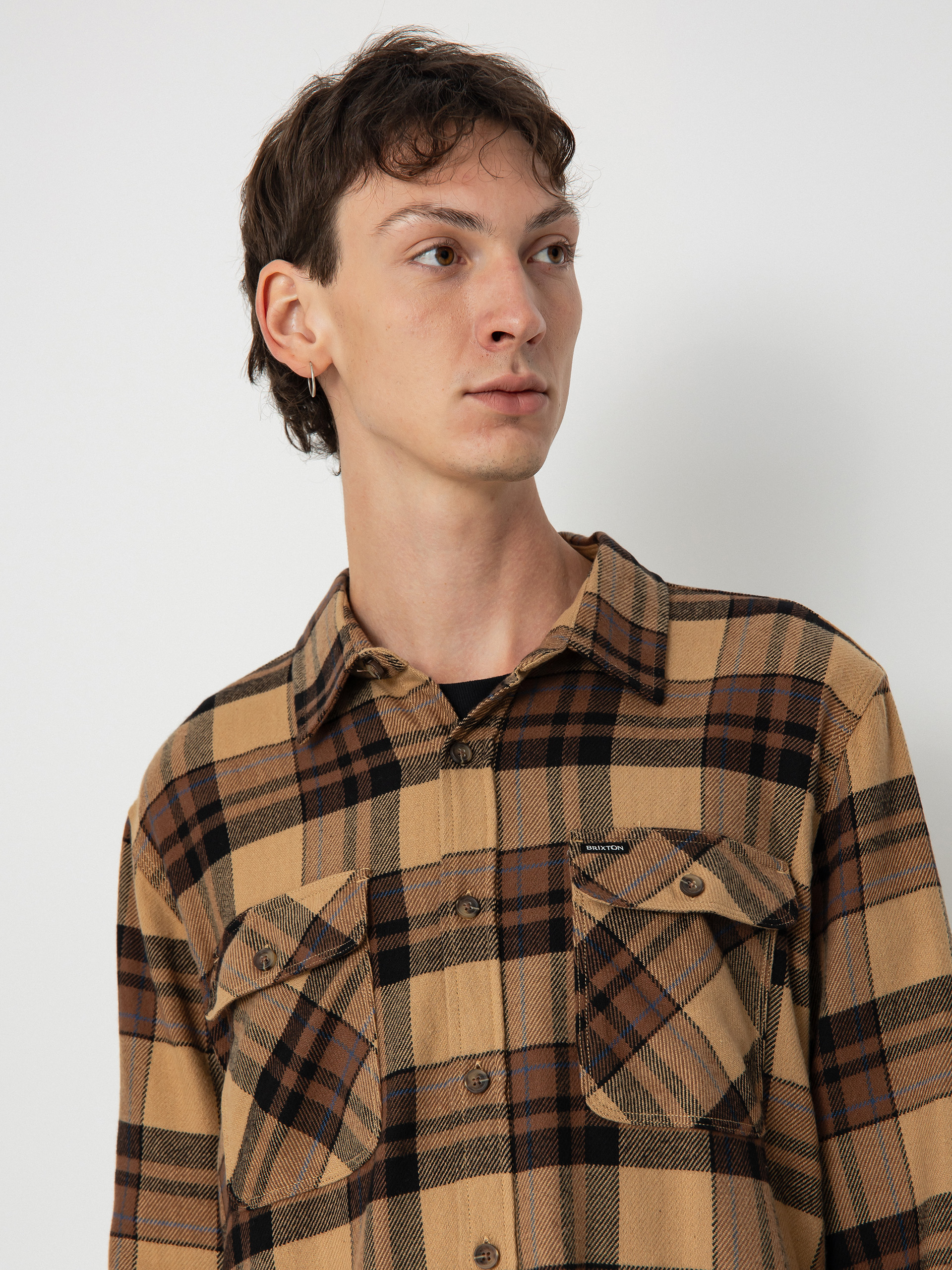 Koszula Brixton Bowery Flannel Ls (tiger's eye/pinecone brown/was)