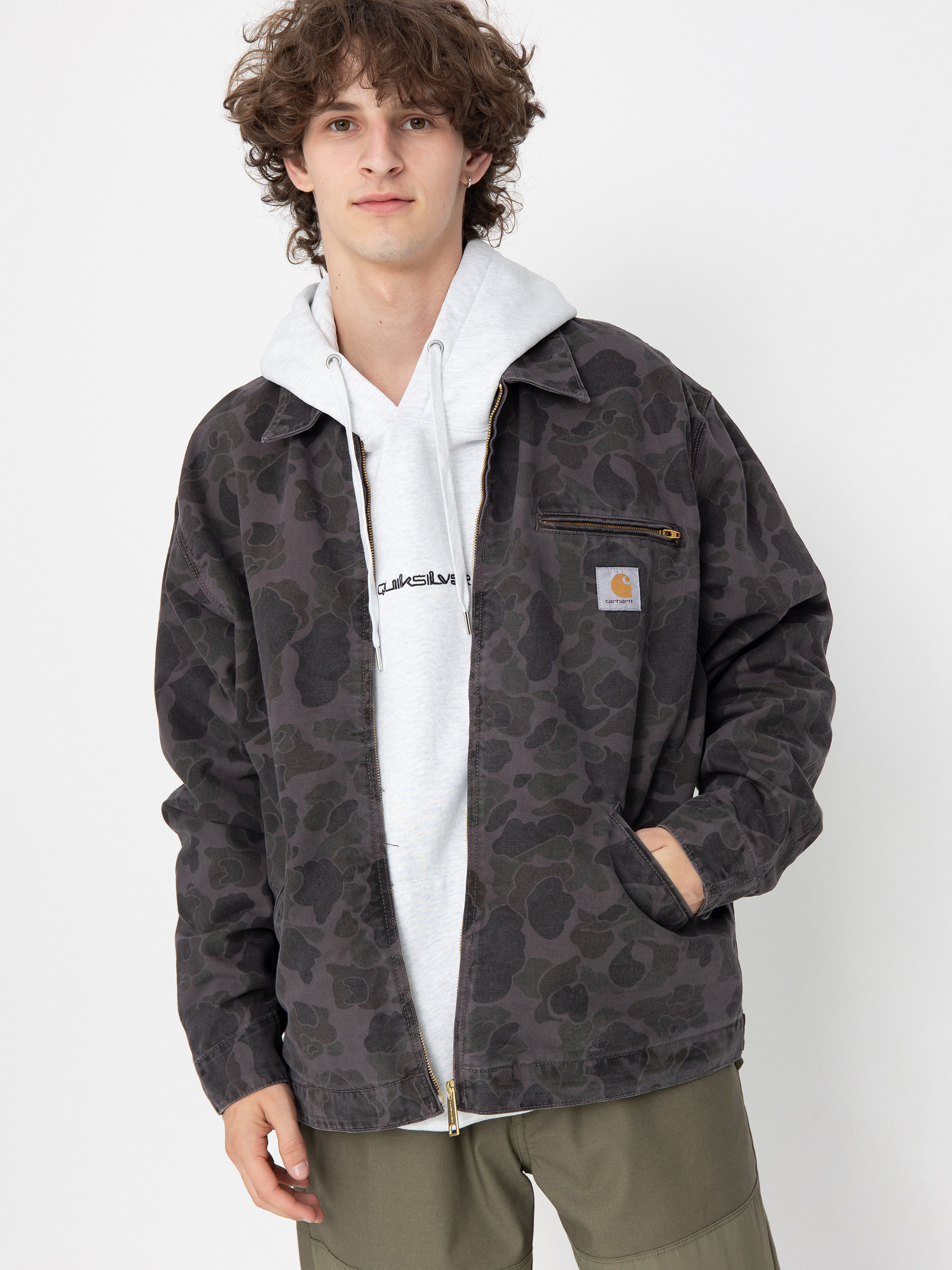 ジャケット・アウター Carhartt Detroit Jacket Duck Green Camo Kurtka Carhartt WIP Duck Detroit - szary (camo duck/green