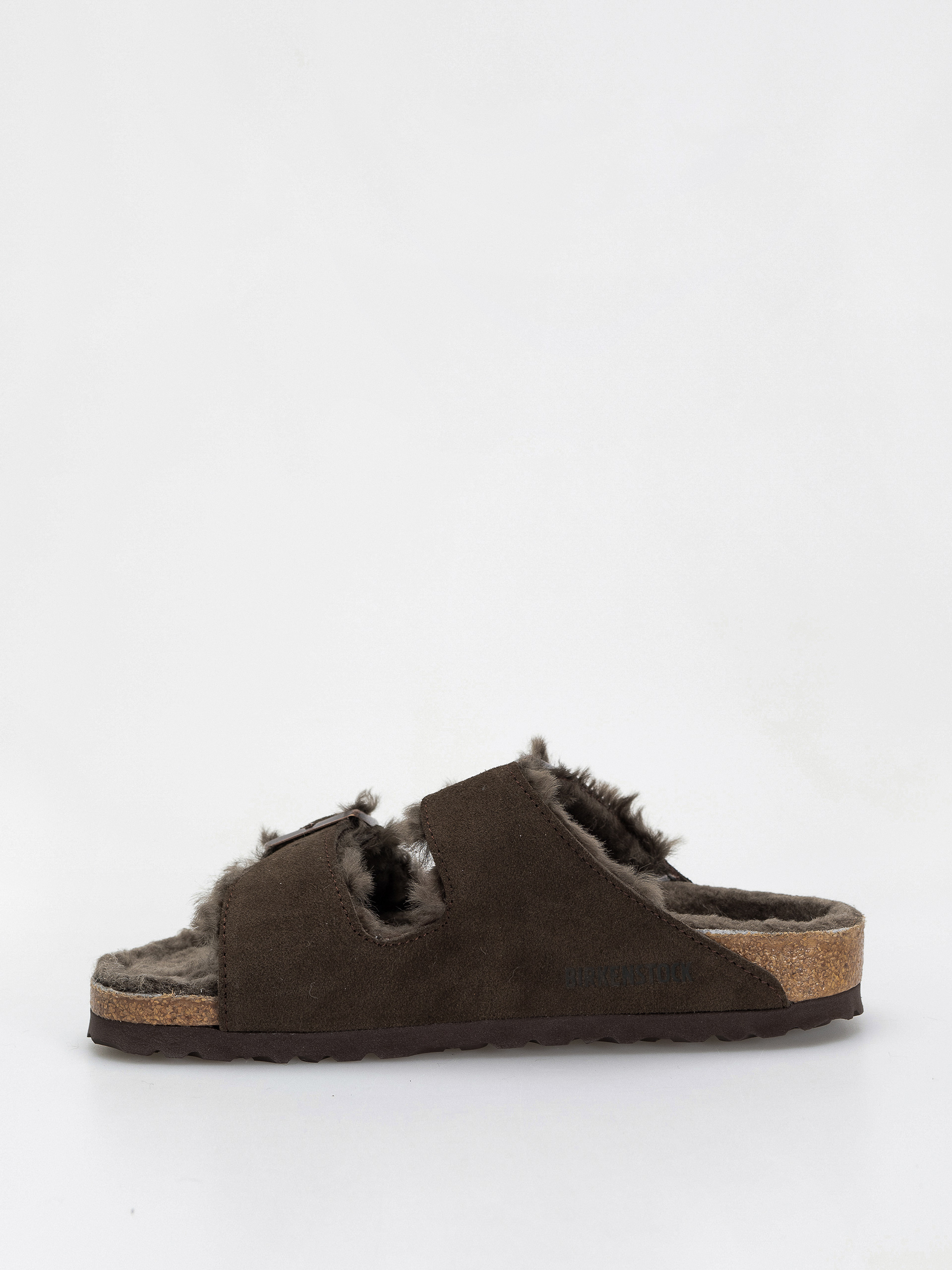 Klapki Birkenstock Arizona Shearling Suede Leather Fur Narrow Wmn (mocha)
