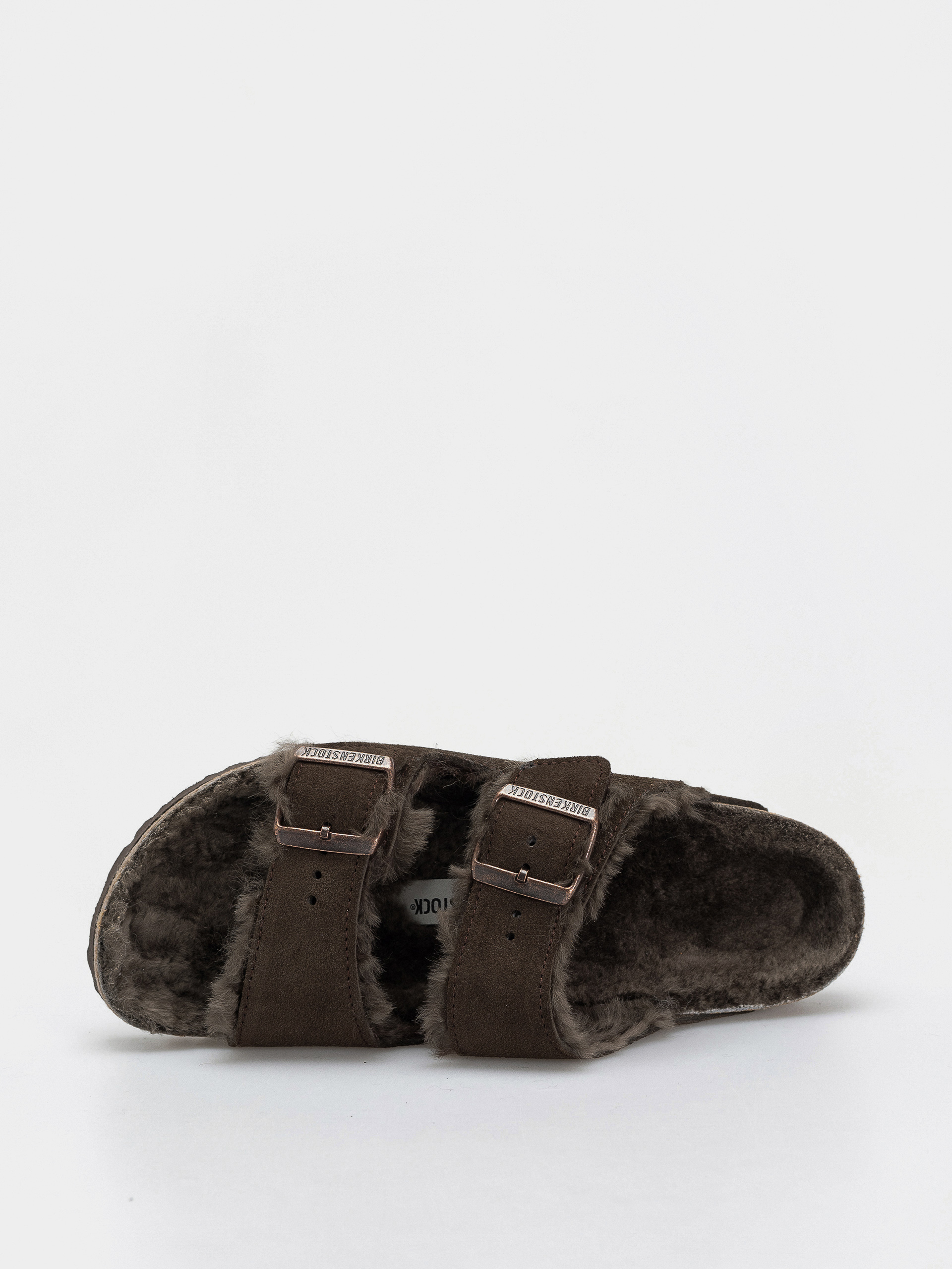 Klapki Birkenstock Arizona Shearling Suede Leather Fur Narrow Wmn (mocha)